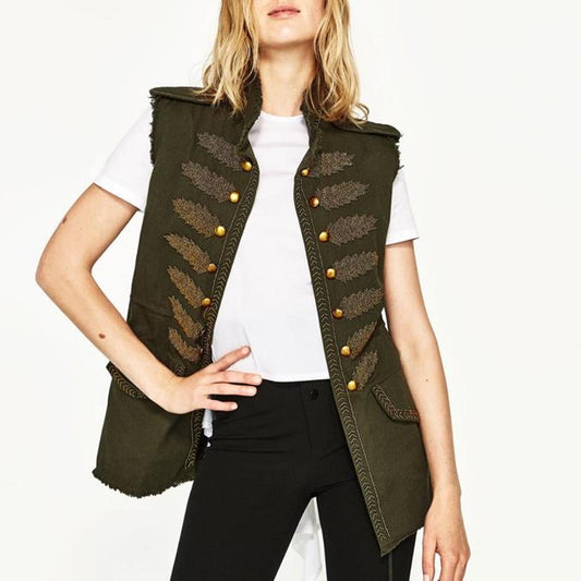 Khaki military style waistcoat uk 12