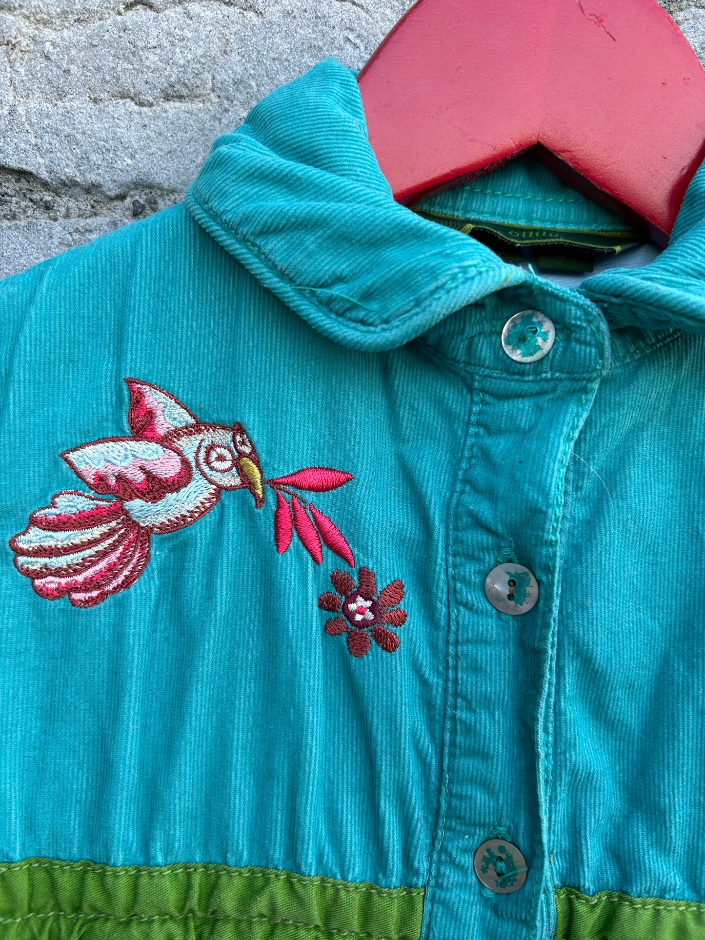 Teal cord tiered dress 4y (104cm)