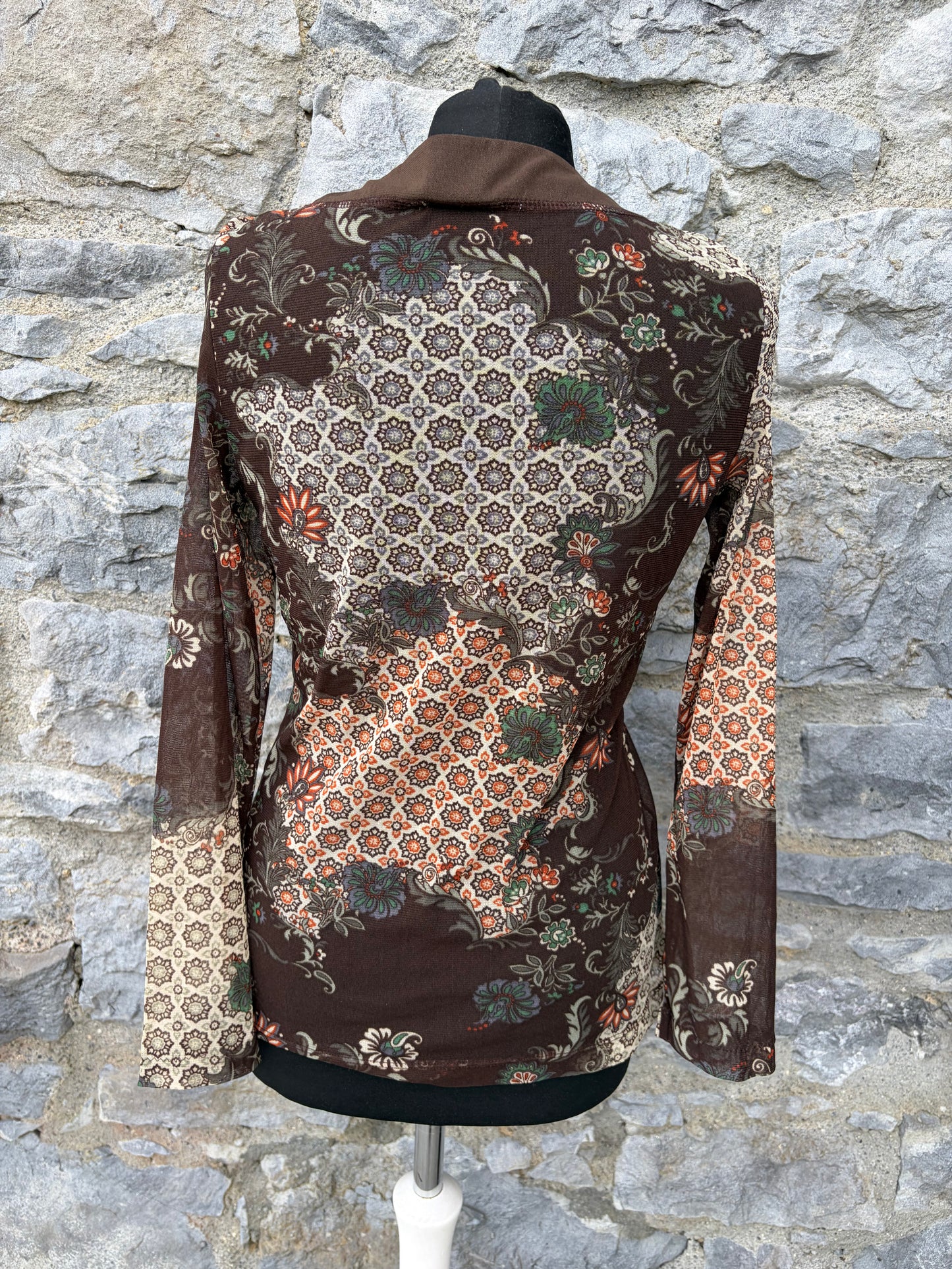 Y2K brown sheer top uk 10-12