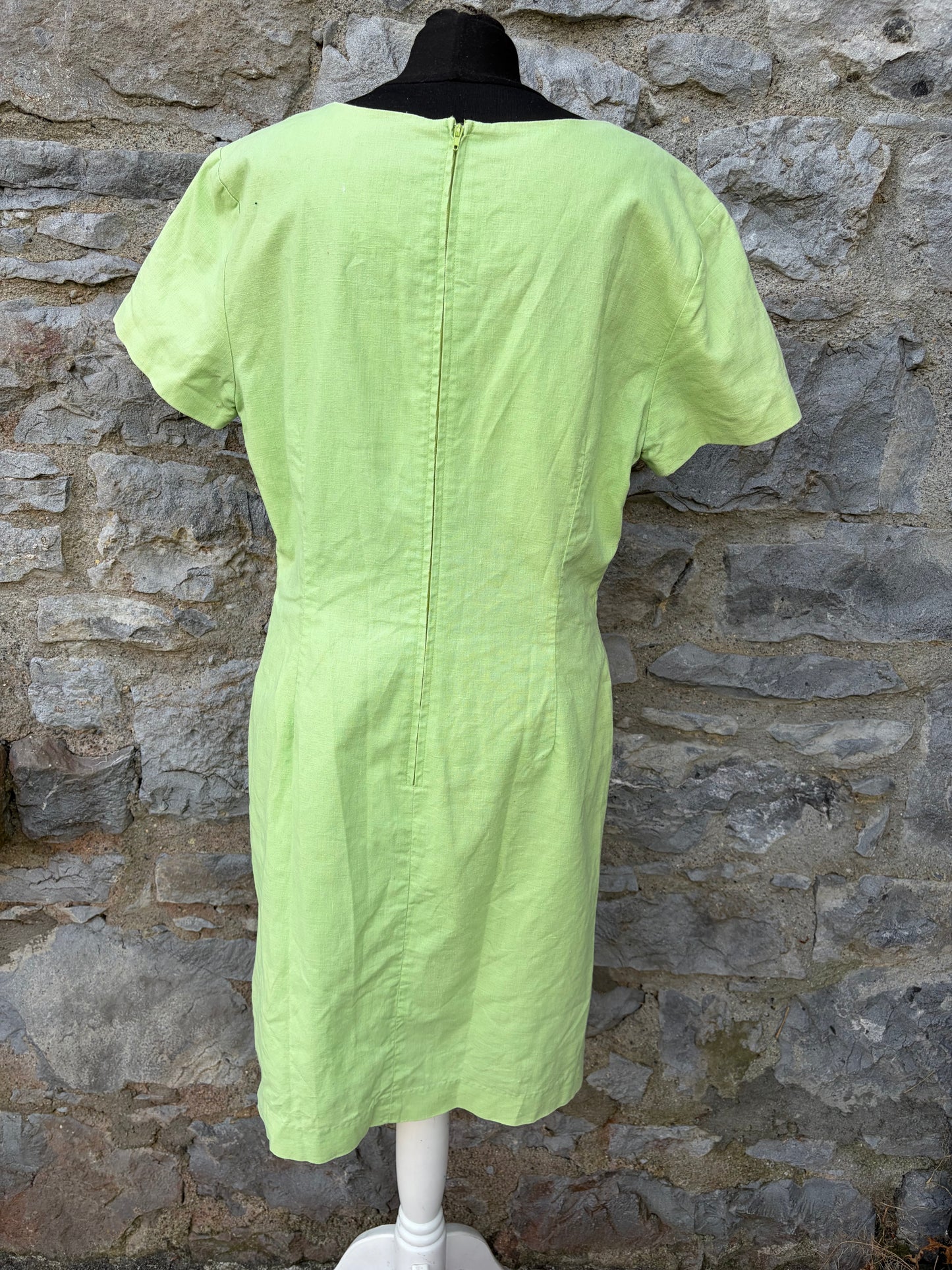 90s lime linen dress uk 12