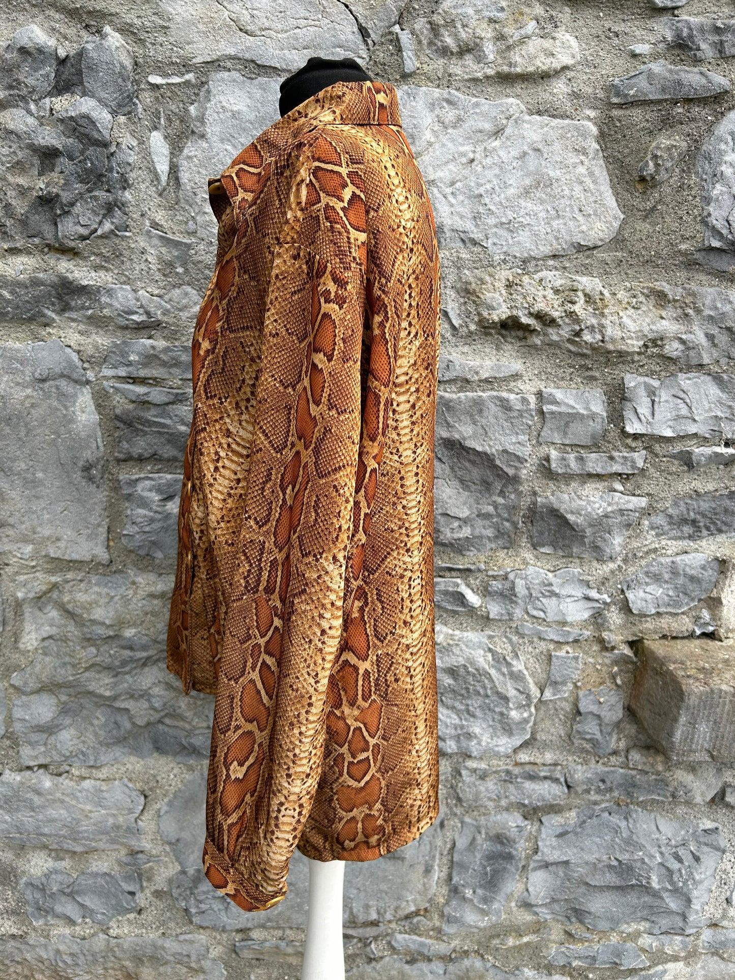 90s brown snake print shirt uk 14
