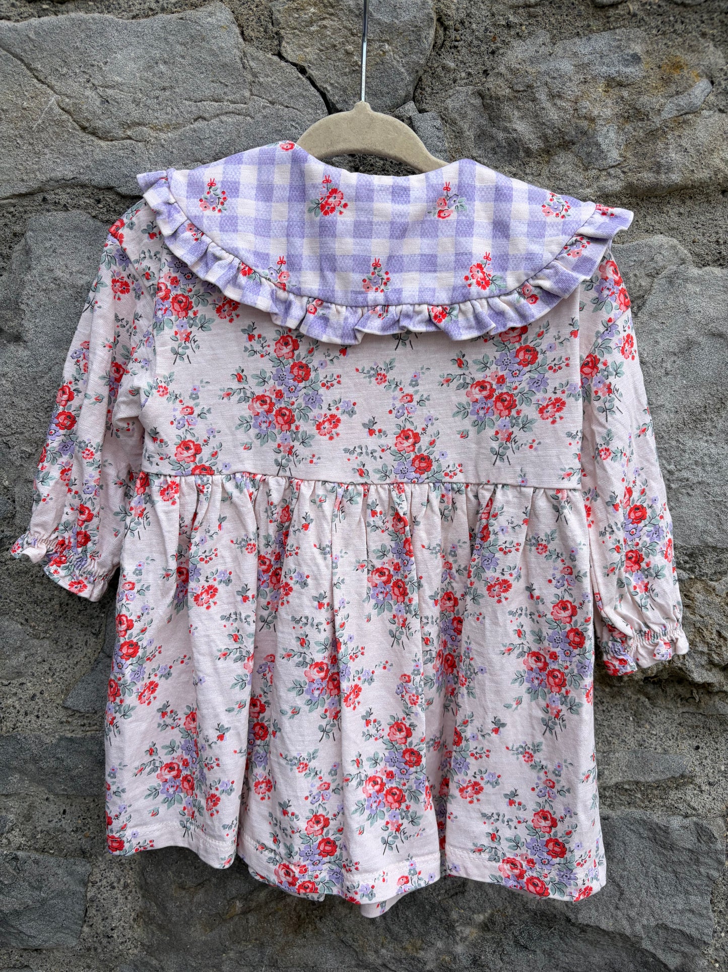Pink floral collared dress 6-9m (68-74cm)