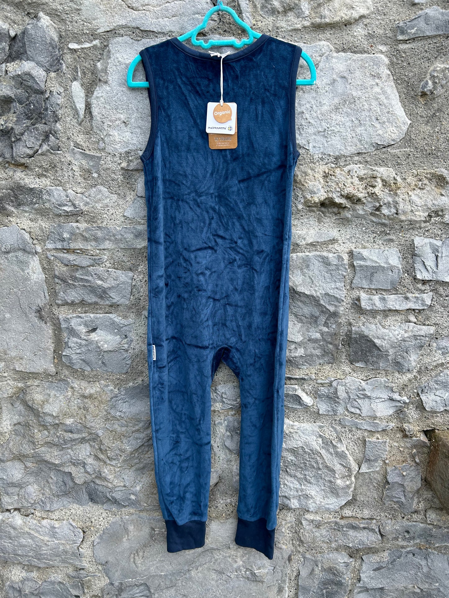 Navy velour playsuit 5-6y (110-116cm)