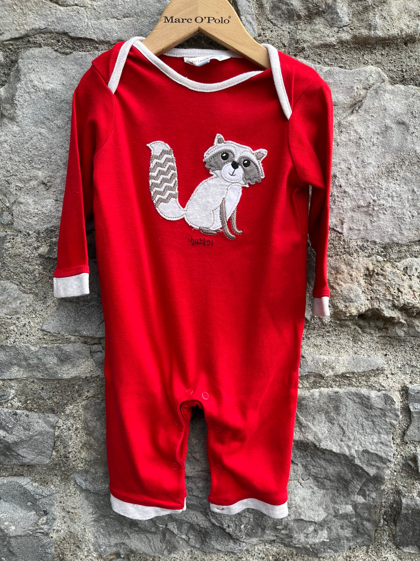 Raccoon red onesie 3-6m (62-68cm)