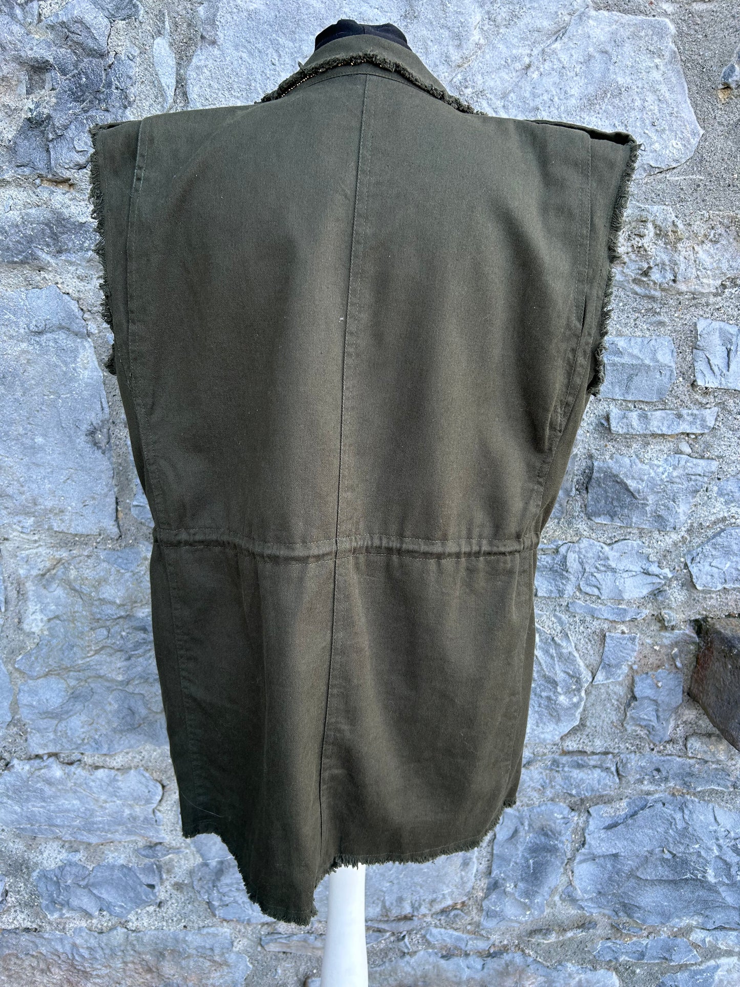 Khaki military style waistcoat uk 12
