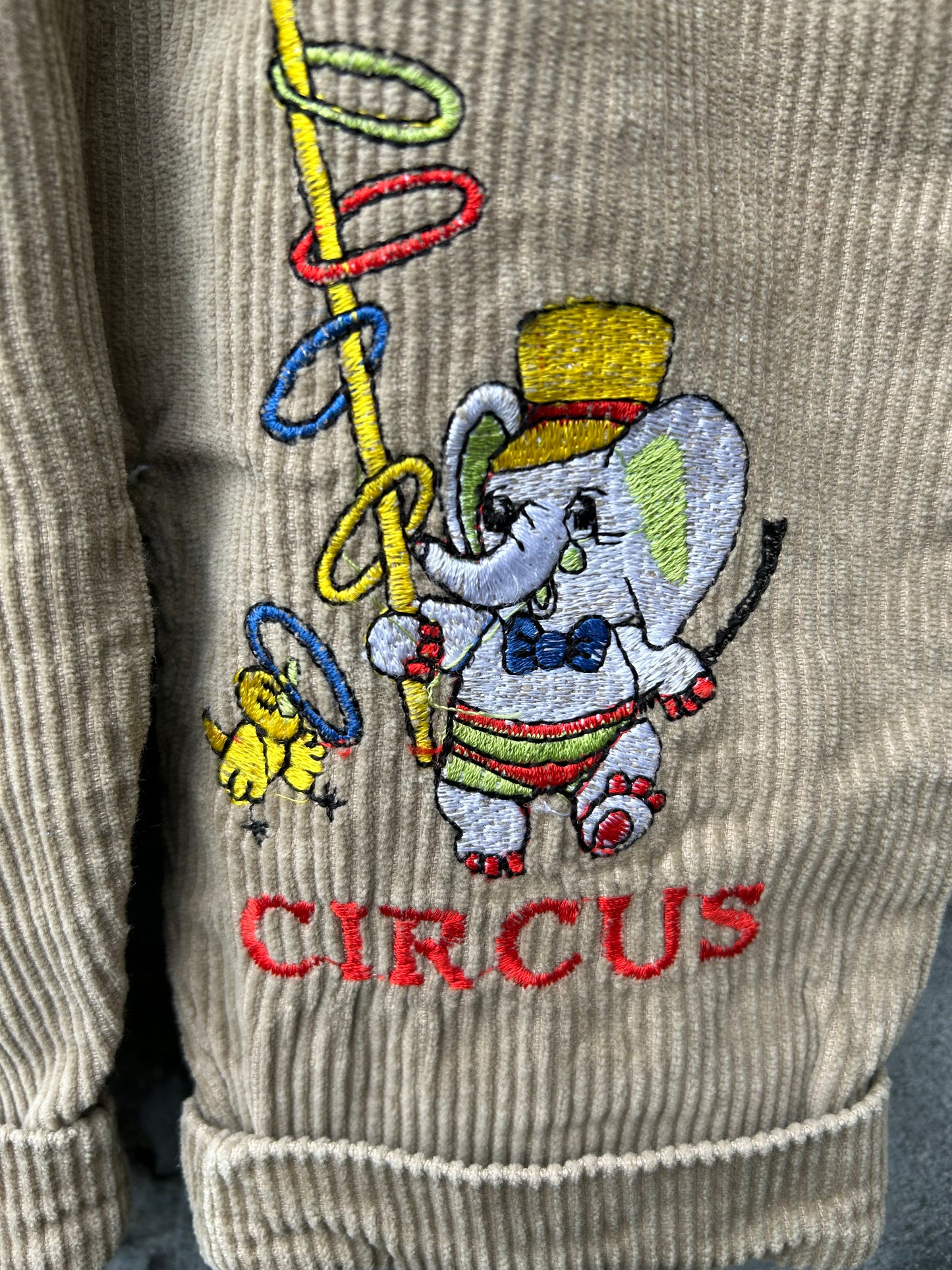 80s Brown Cord circus dungarees 3-6m (62-68cm)