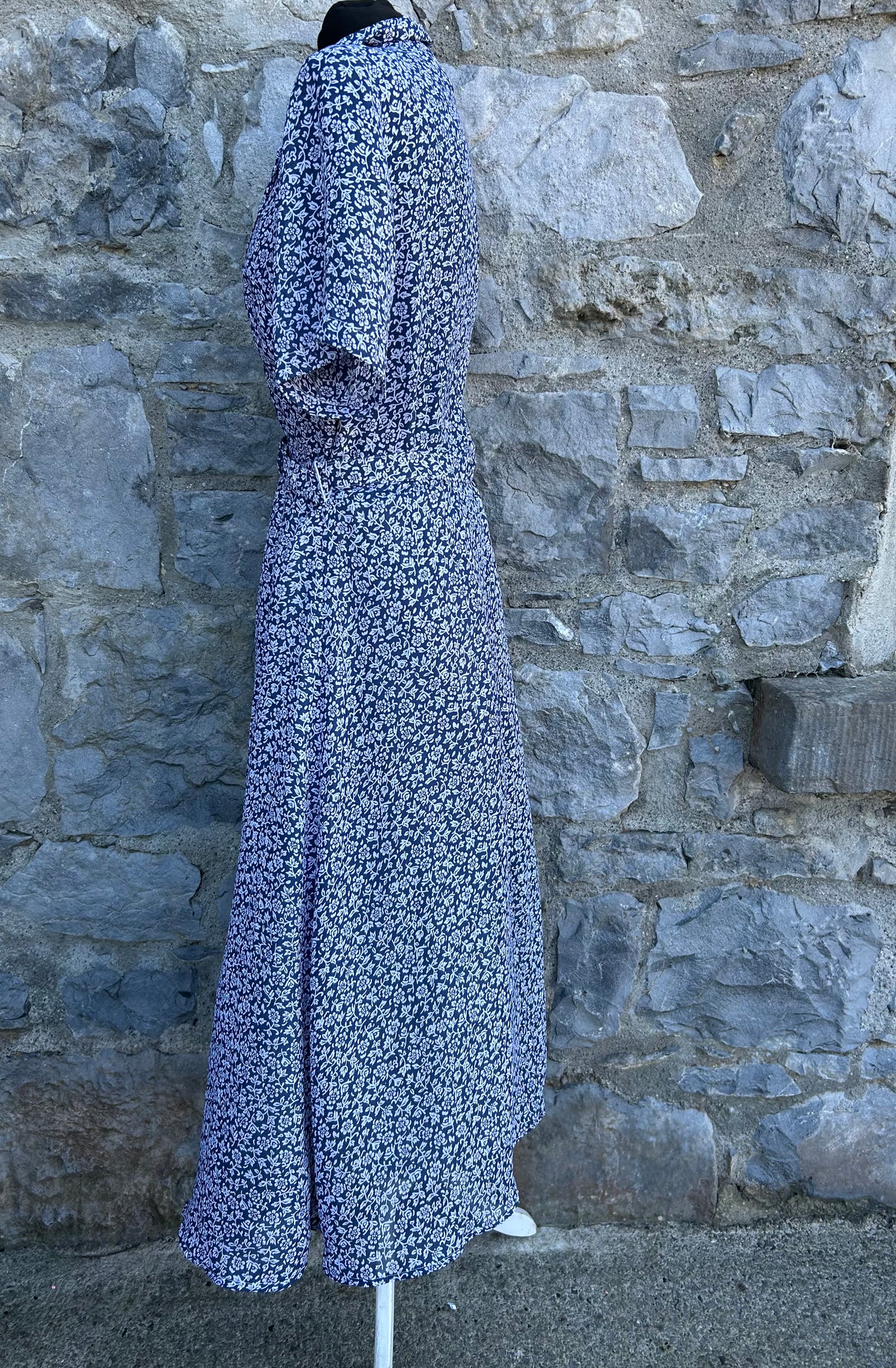 90s navy floral dress uk 12-14