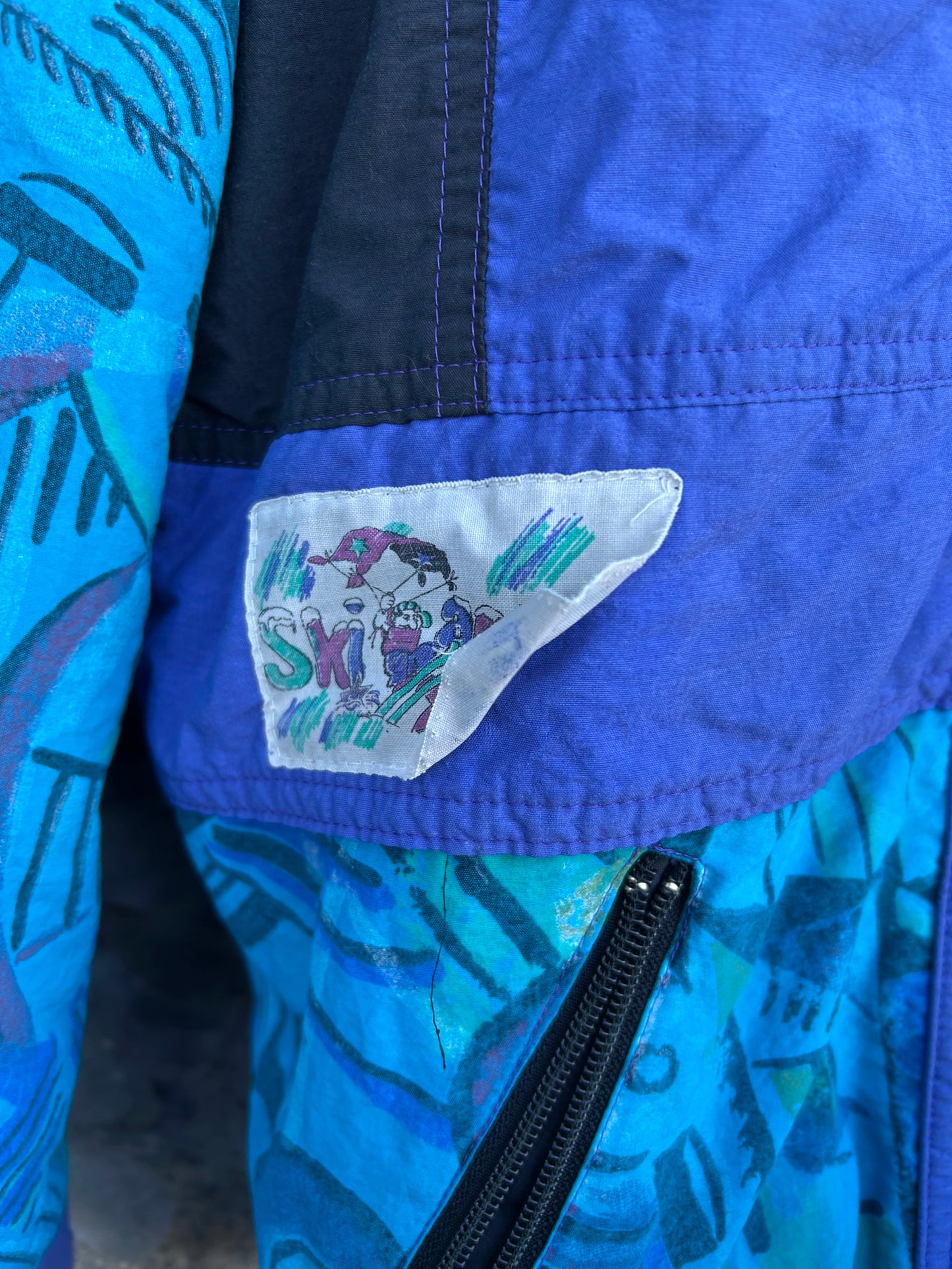 80s purple and blue abstract jacket 12y (152cm)