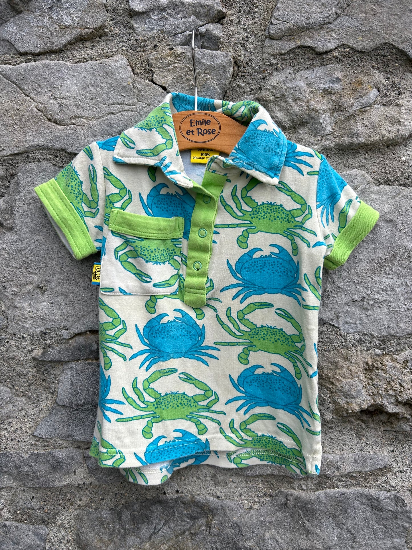 Green crabs polo top 12m (80cm)