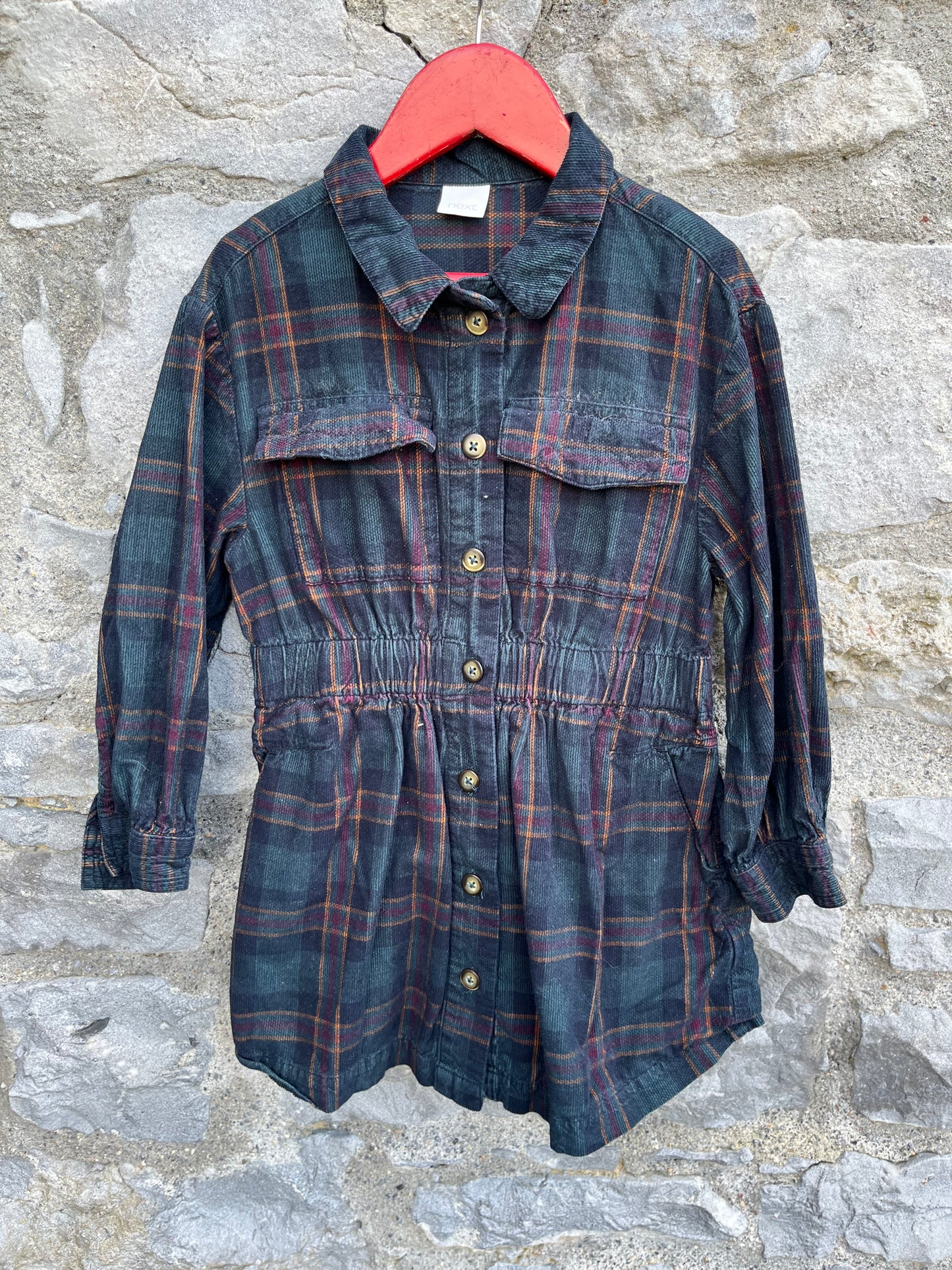 Green tartan cord tunic 5y (110cm)