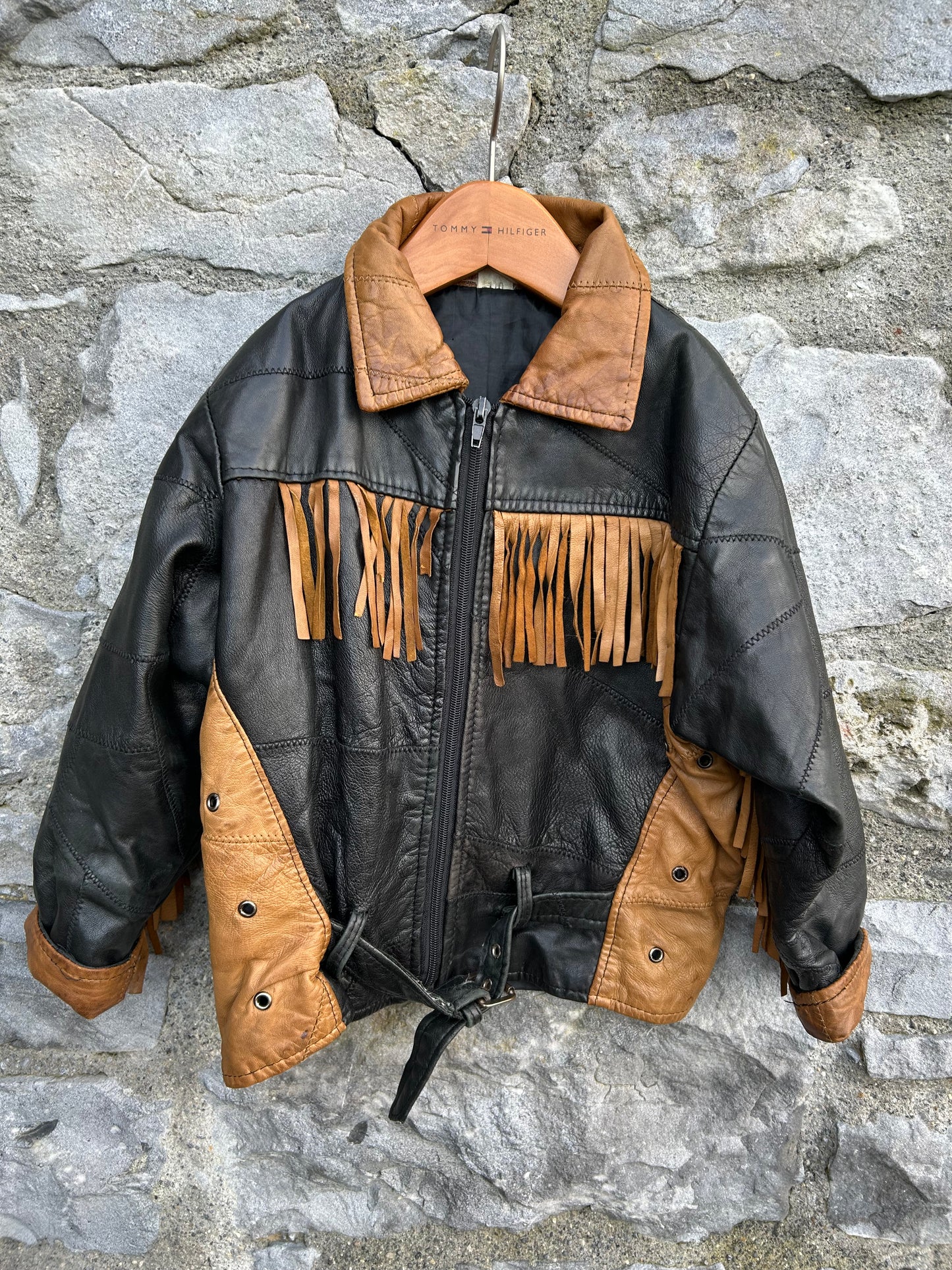 90s leather tassel jacket 4-5y (104-110cm)