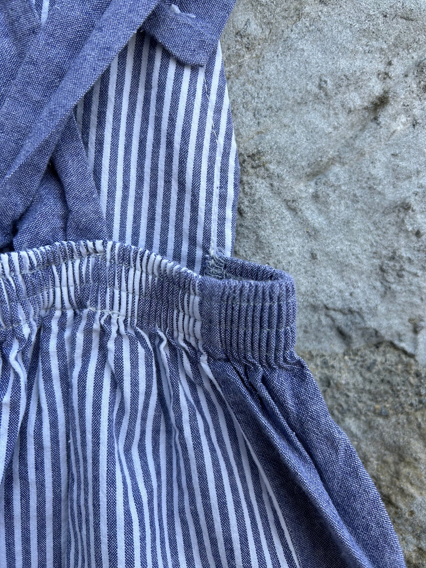 90s blue stripy short dungarees 6m (68cm)