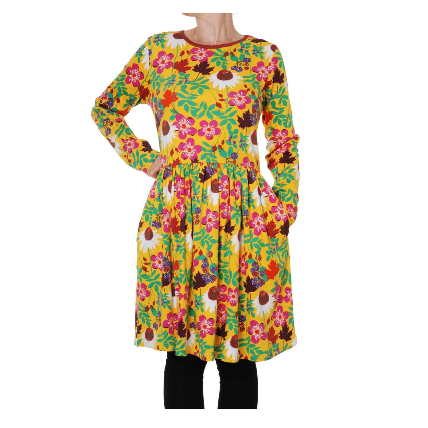 Autumn print yellow dress uk 10