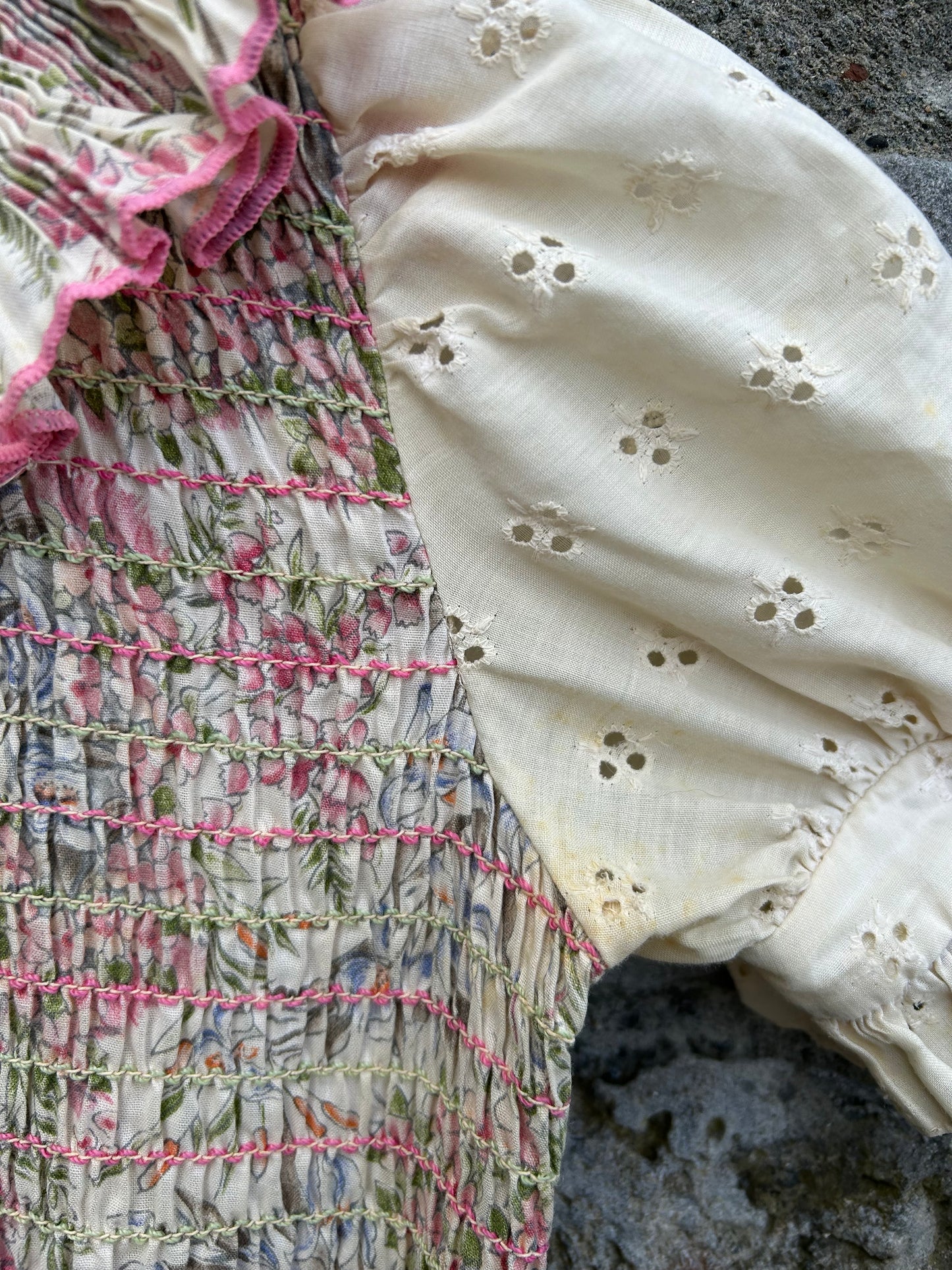 80s beige floral dress 8-9y (128-134cm)