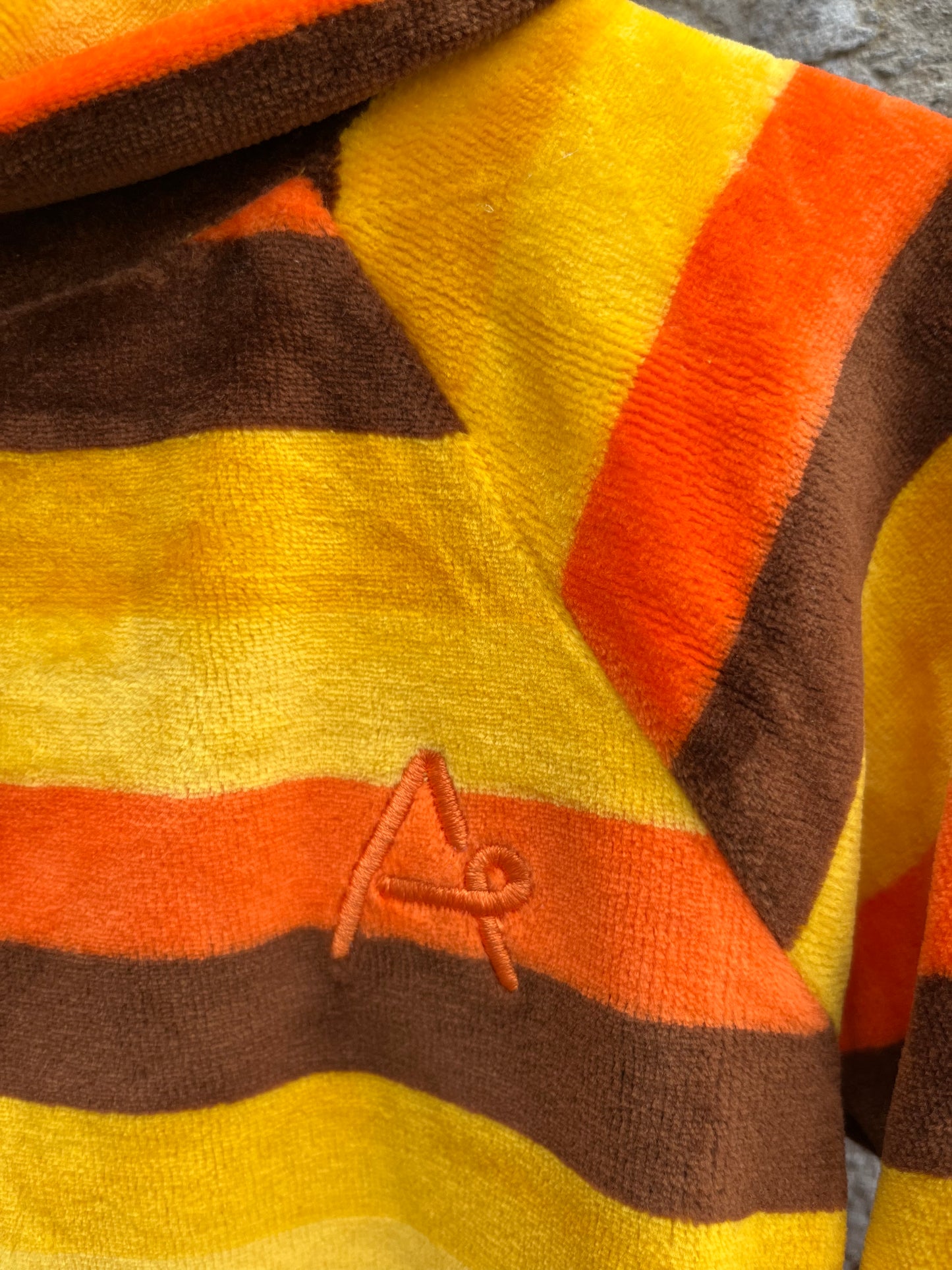 Orange&yellow stripes velour highneck top 4y (104cm)