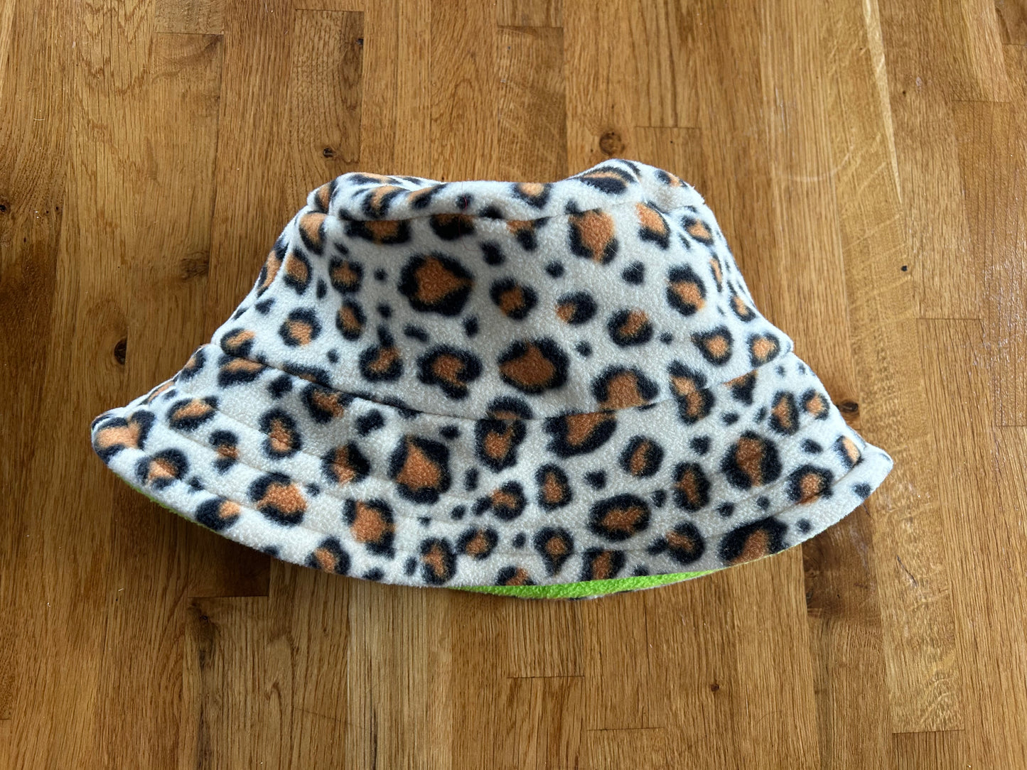 Animal print fleece bucket adult hat