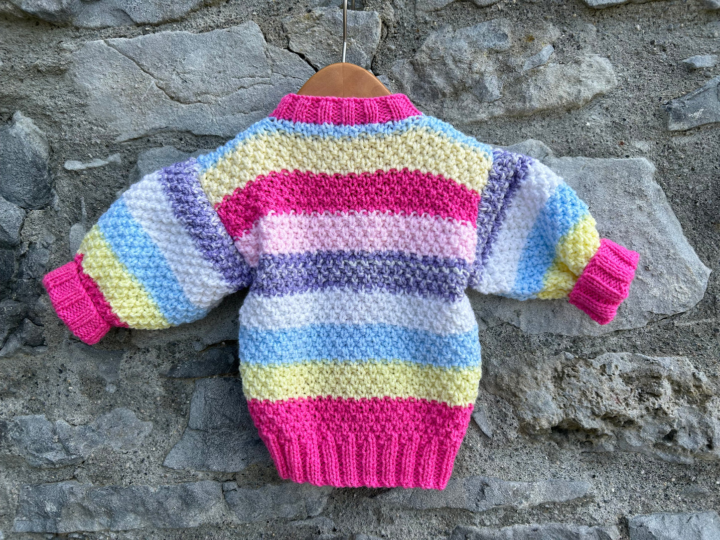 Pink colourful stripes cardigan 9-12m (74-80cm)