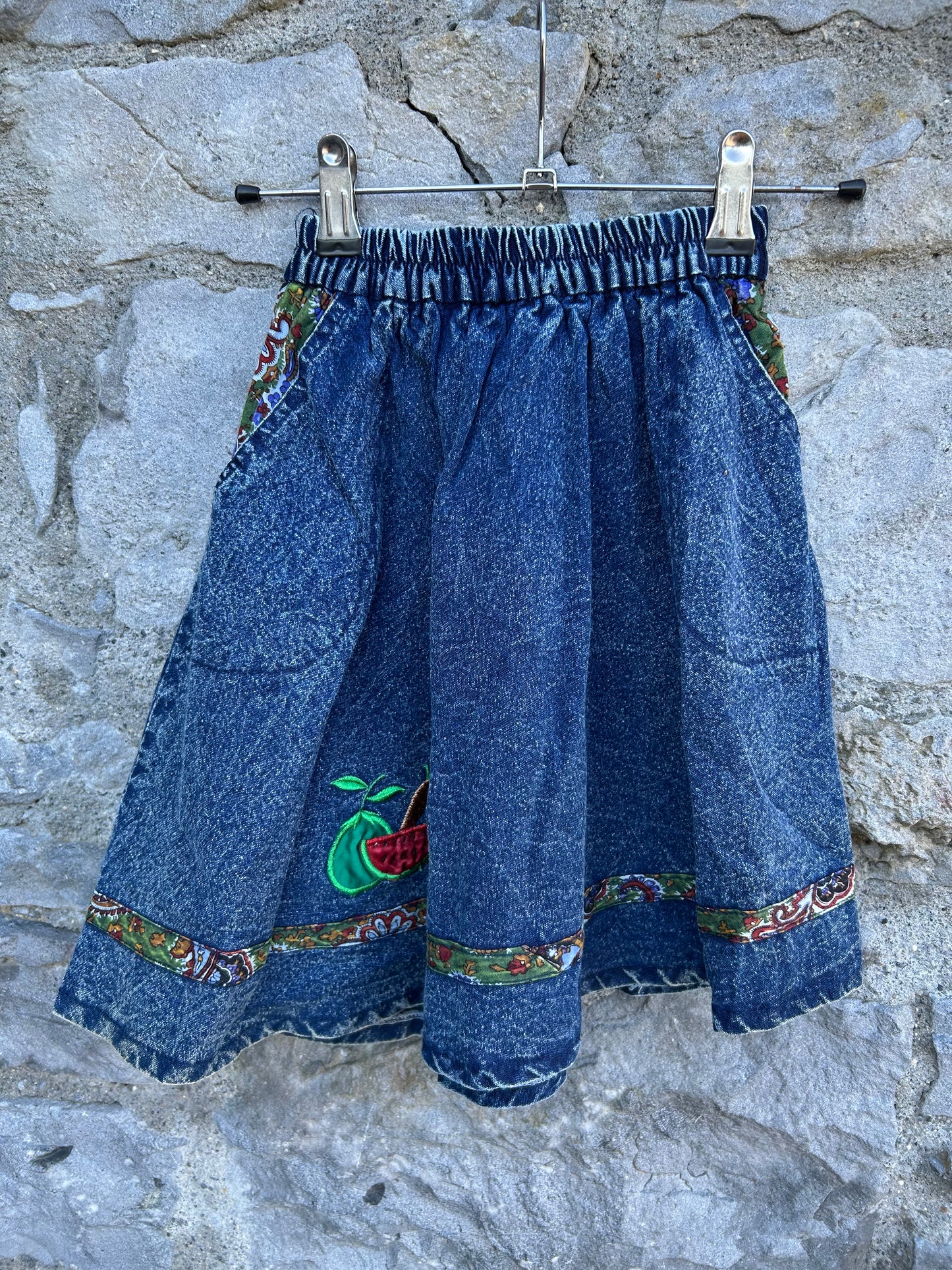 80s denim fruit skirt 8-10y (128-140cm)