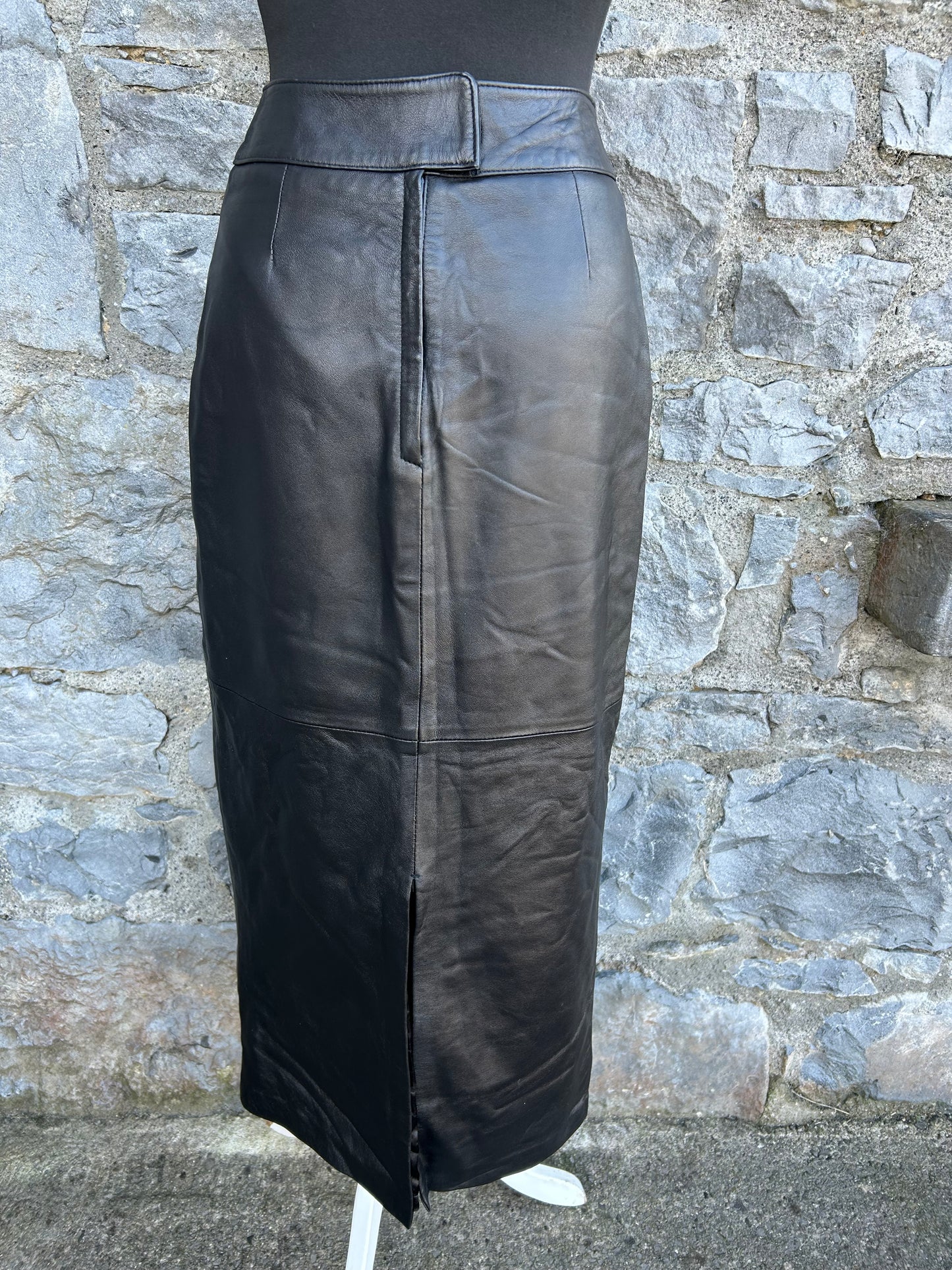 90s black leather skirt uk 6-8