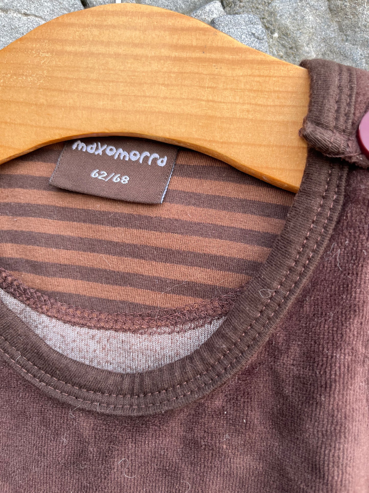 Brown velour pinafore 3-6m (62-68cm)