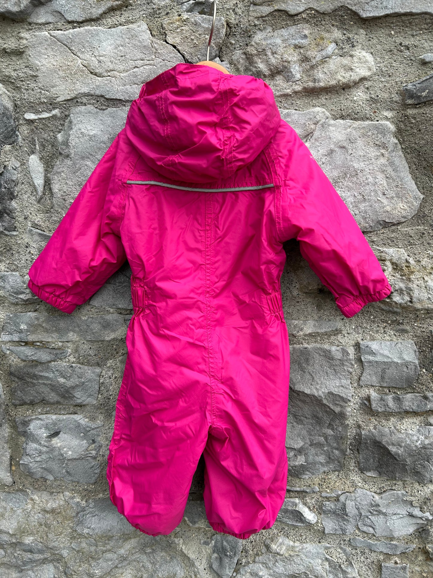 Pink fleece lined puddle suit 6-12m (68-80cm)