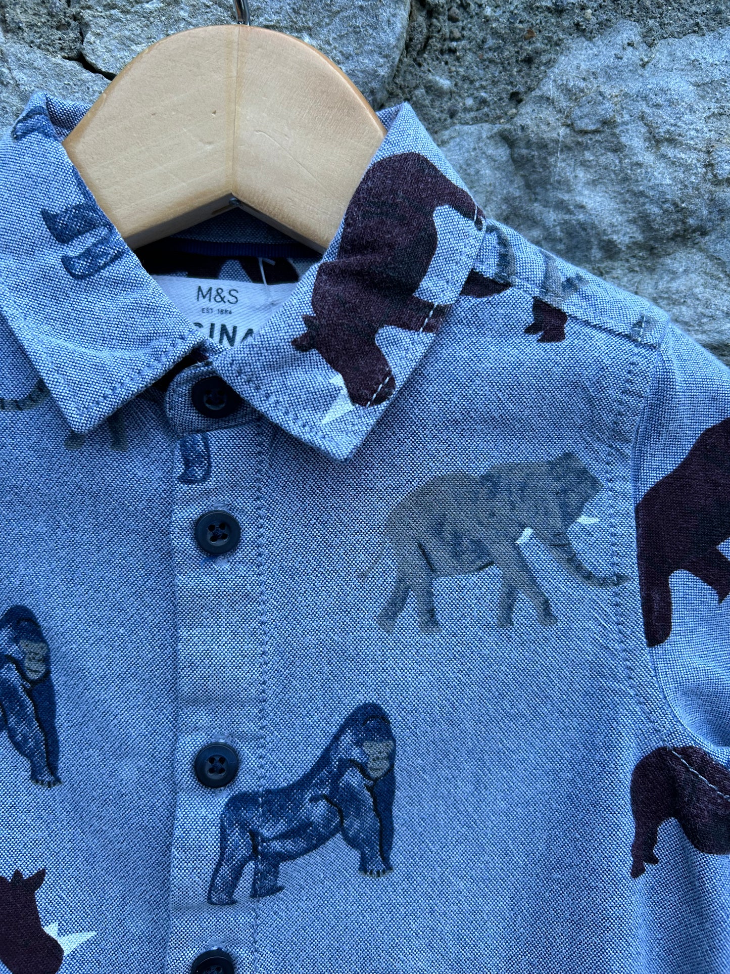 Wild animals blue shirt 12-18m (80-86cm)