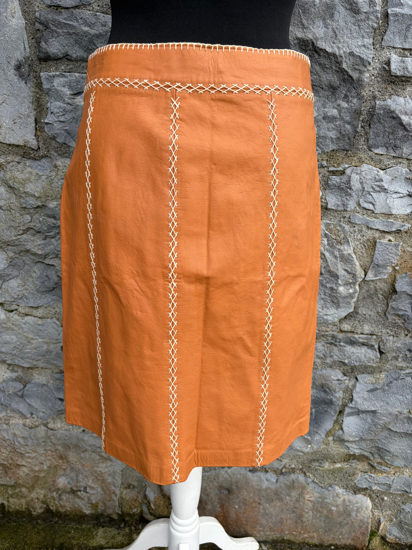Y2K orange leather skirt uk 8-10