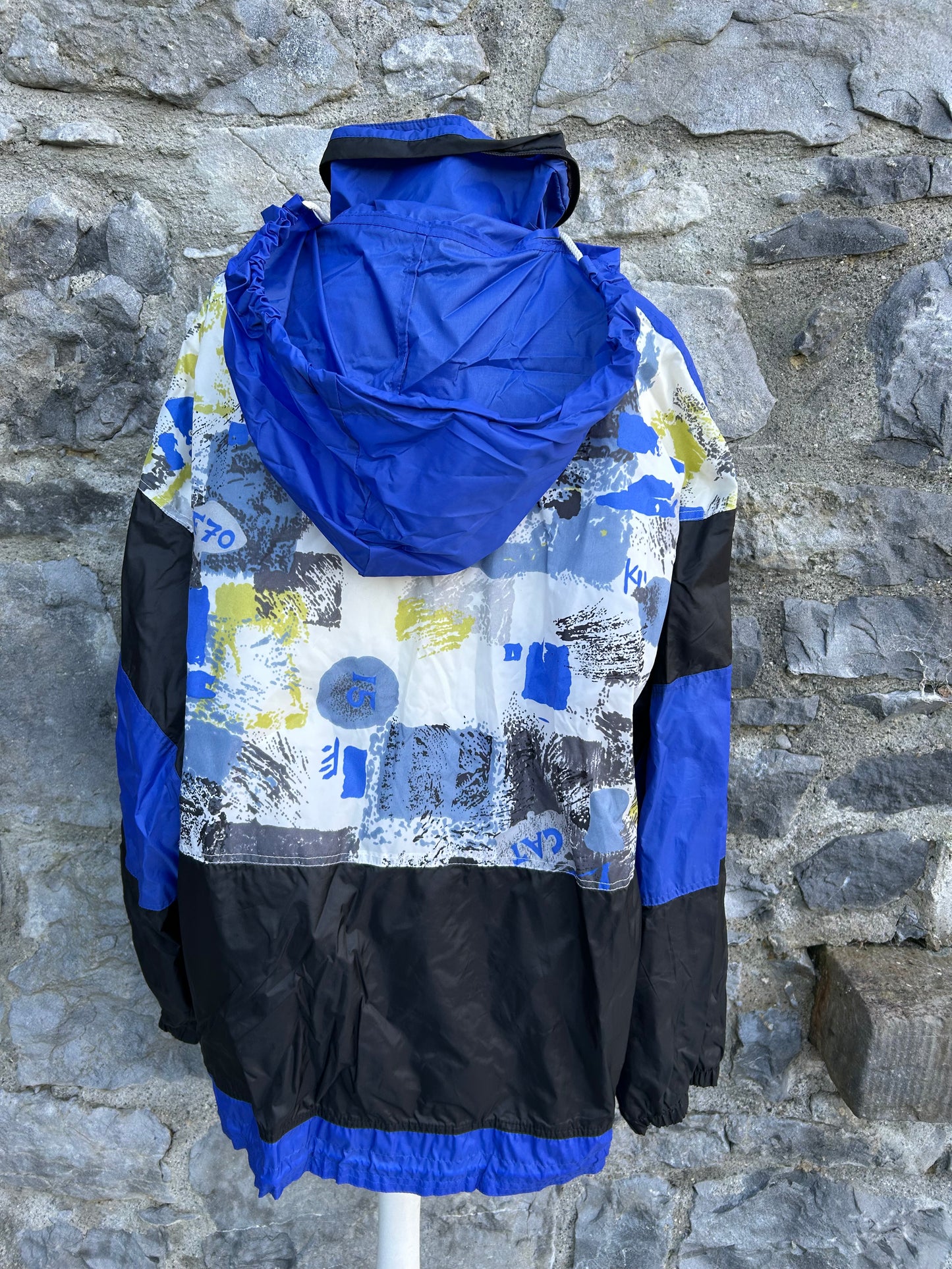 80s Blue&black geometric jacket L/XL