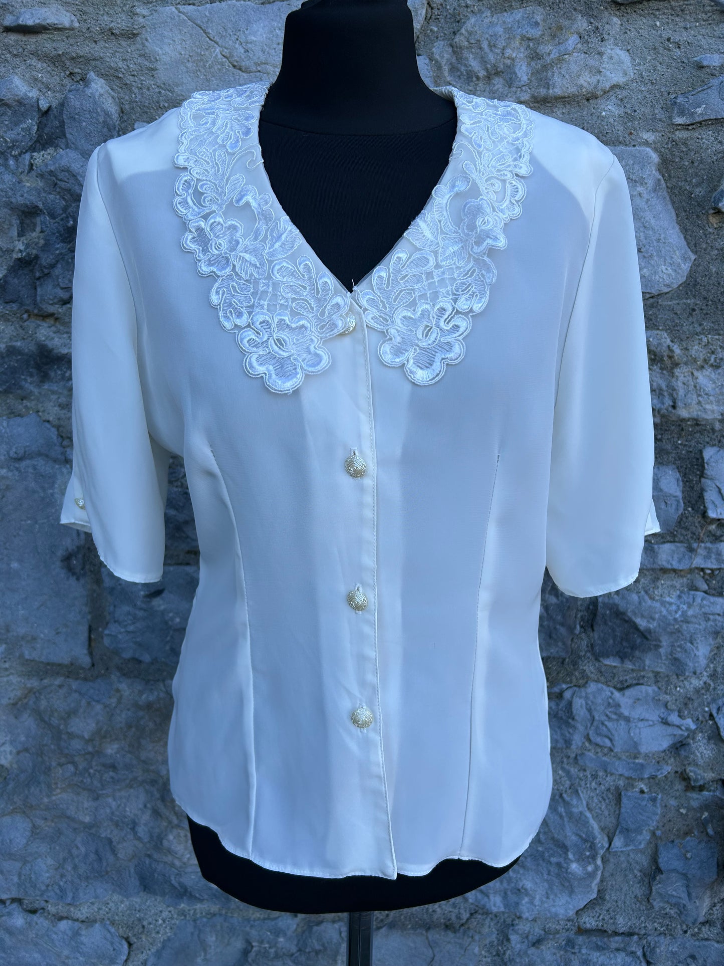 90s white lace collar blouse uk 12