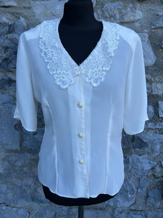 90s white lace collar blouse uk 12