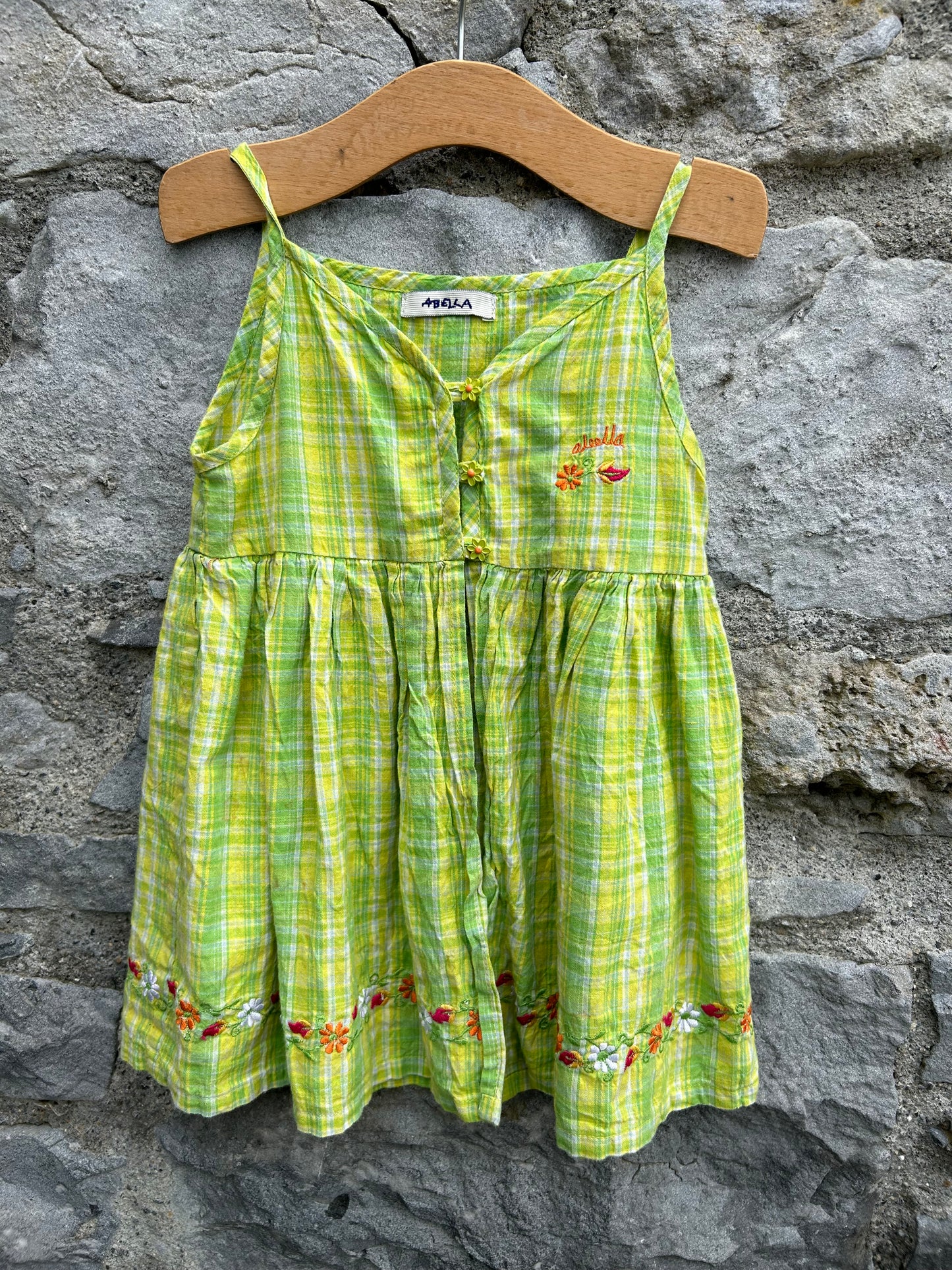 90s green check dress 12-18m (80-86cm)