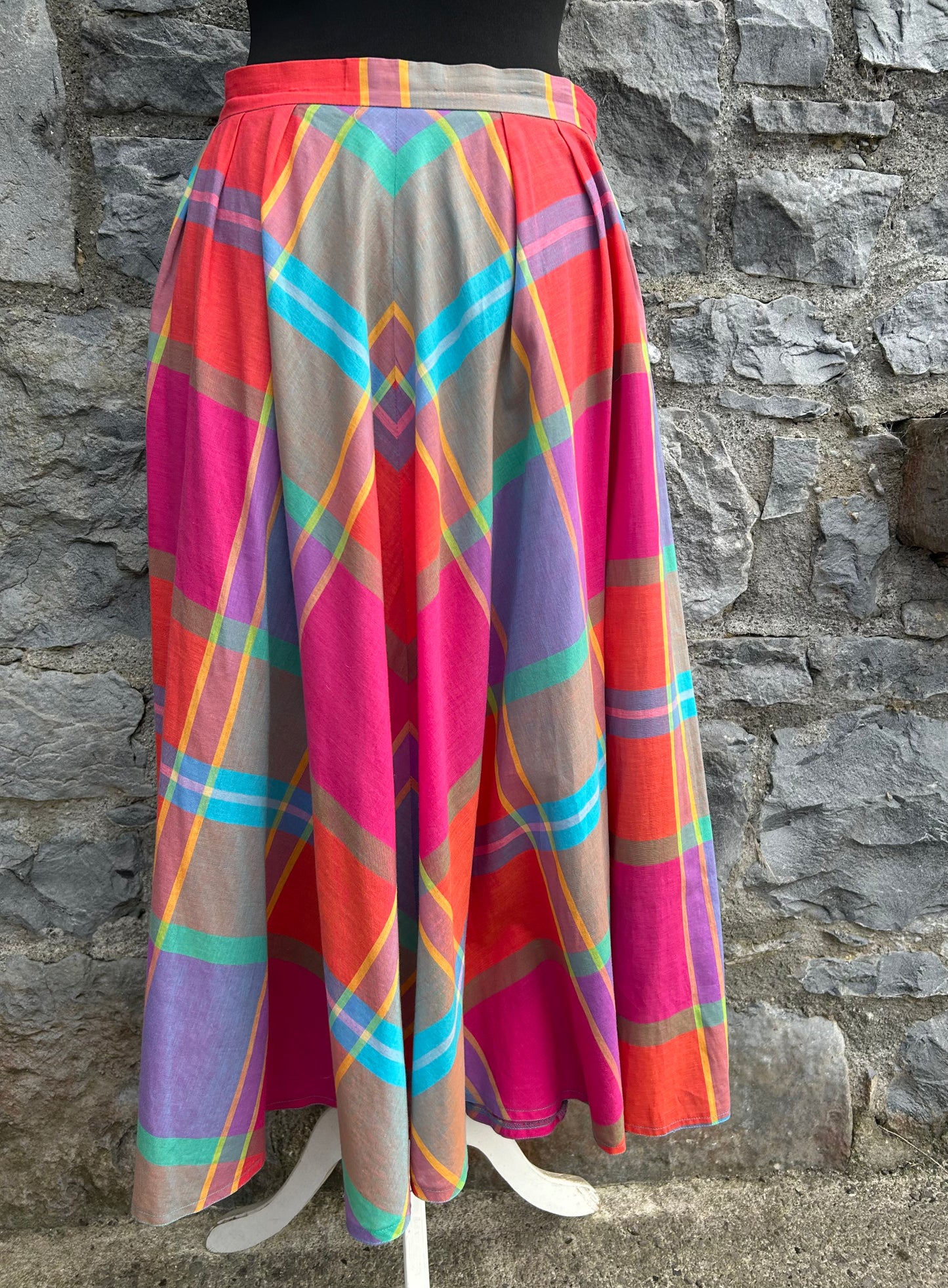 80s colourful check skirt uk 10
