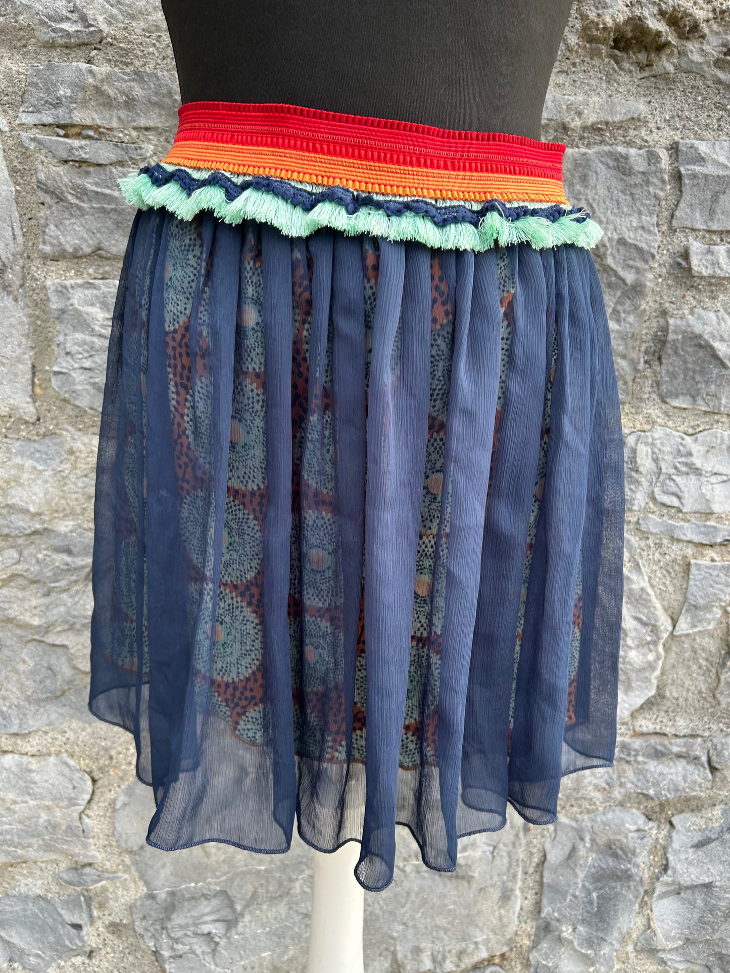 Blue Boho Tassel Sheer Overlay Skirt 13-14y (158-164cm)