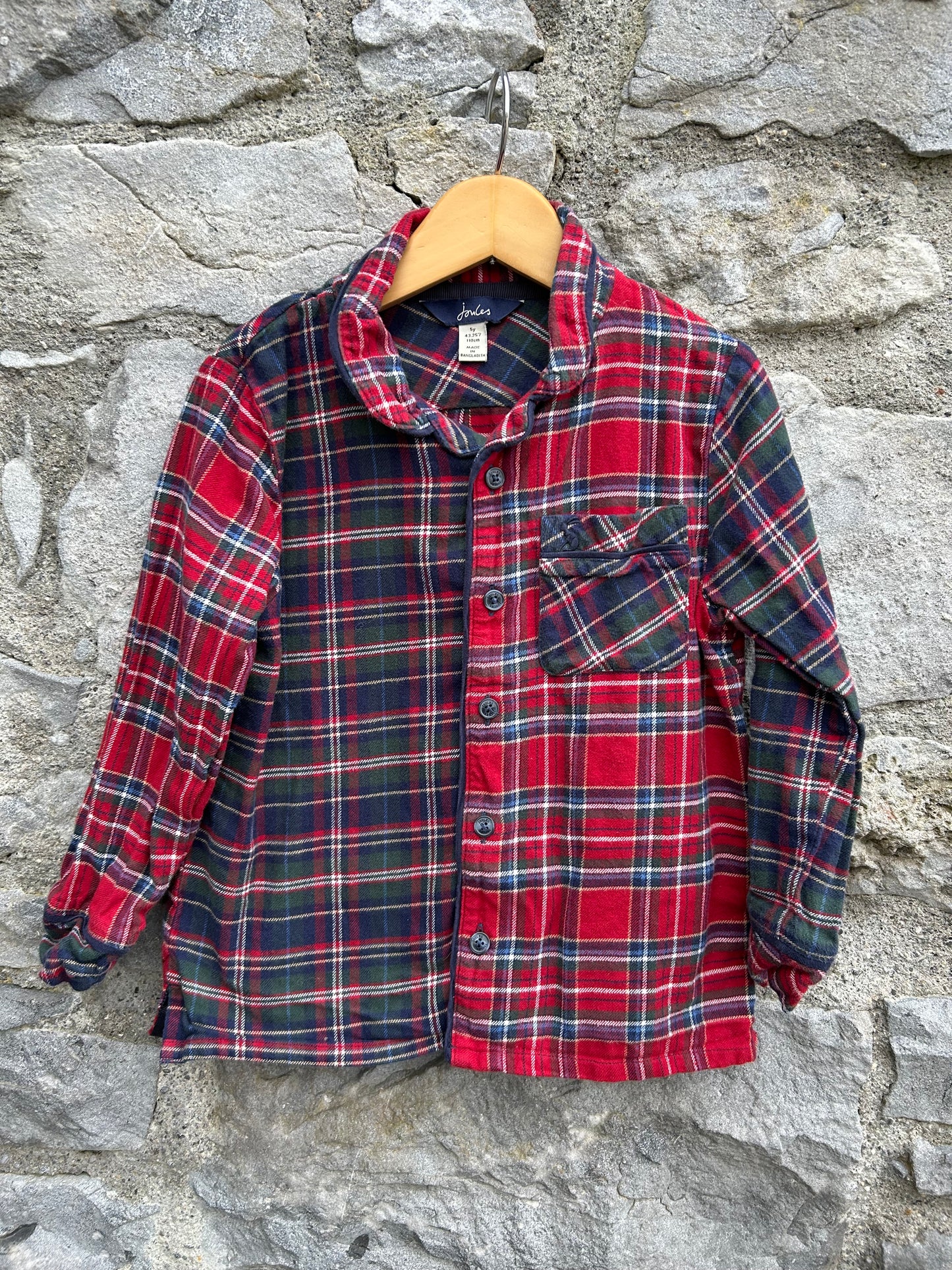 Red&navy check patchwork shirt 4y (104cm)