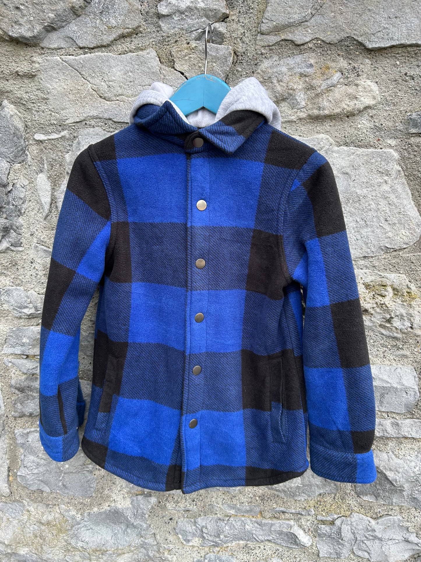 Blue&navy big check fleece shirt 8-9y (128-134cm)