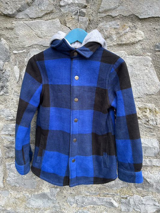 Blue&navy big check fleece shirt  8-9y (128-134cm)