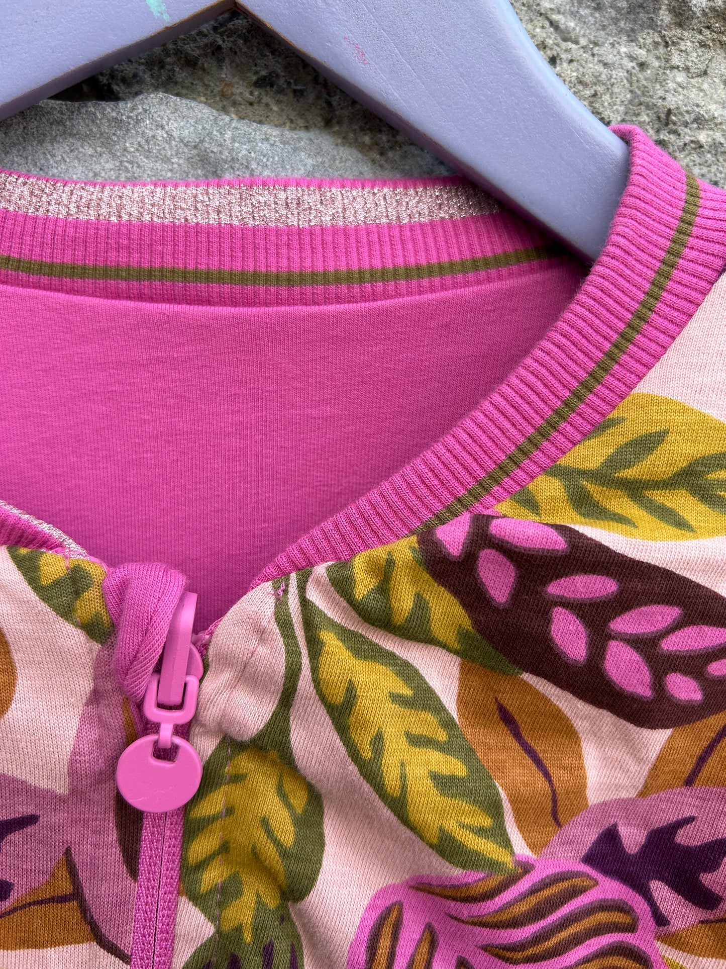 Pink leaves reversible bomber jacket 10y (140cm)