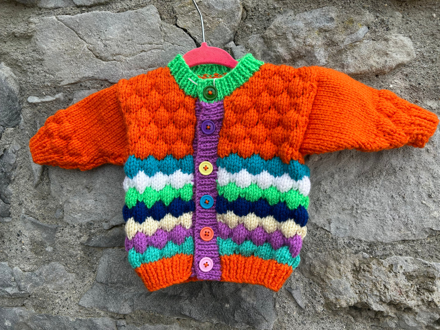 Orange bubble knit cardigan 3m (62cm)