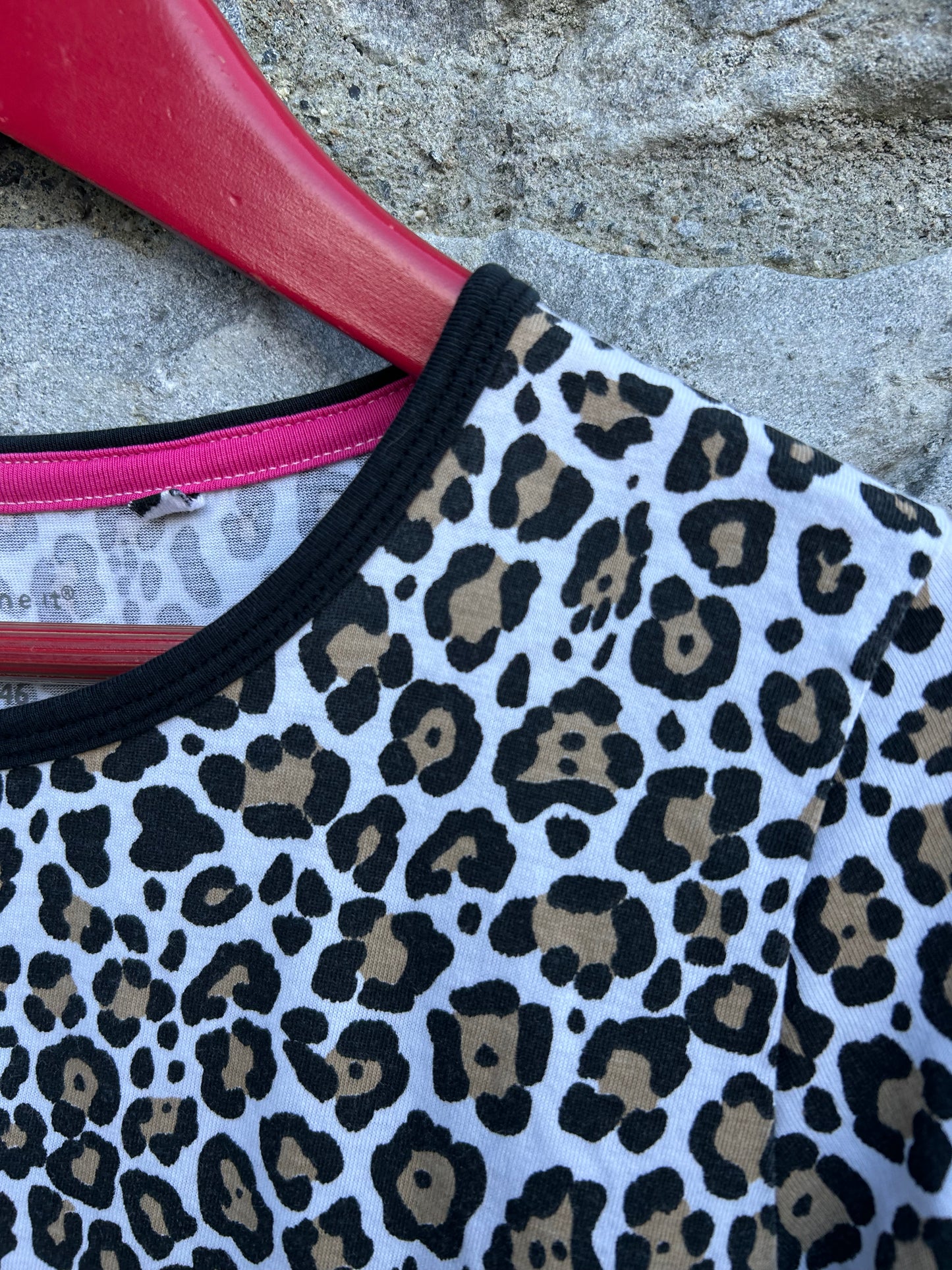 Leopard print white dress 11y (146cm)