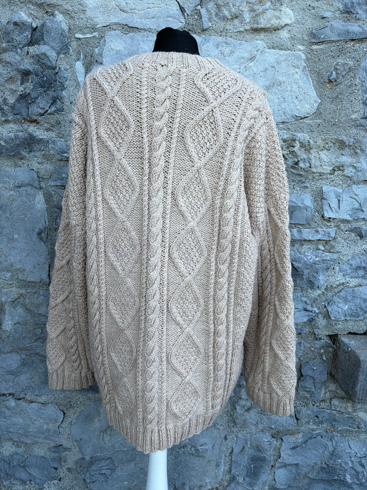 Beige Aran style jumper L-XL