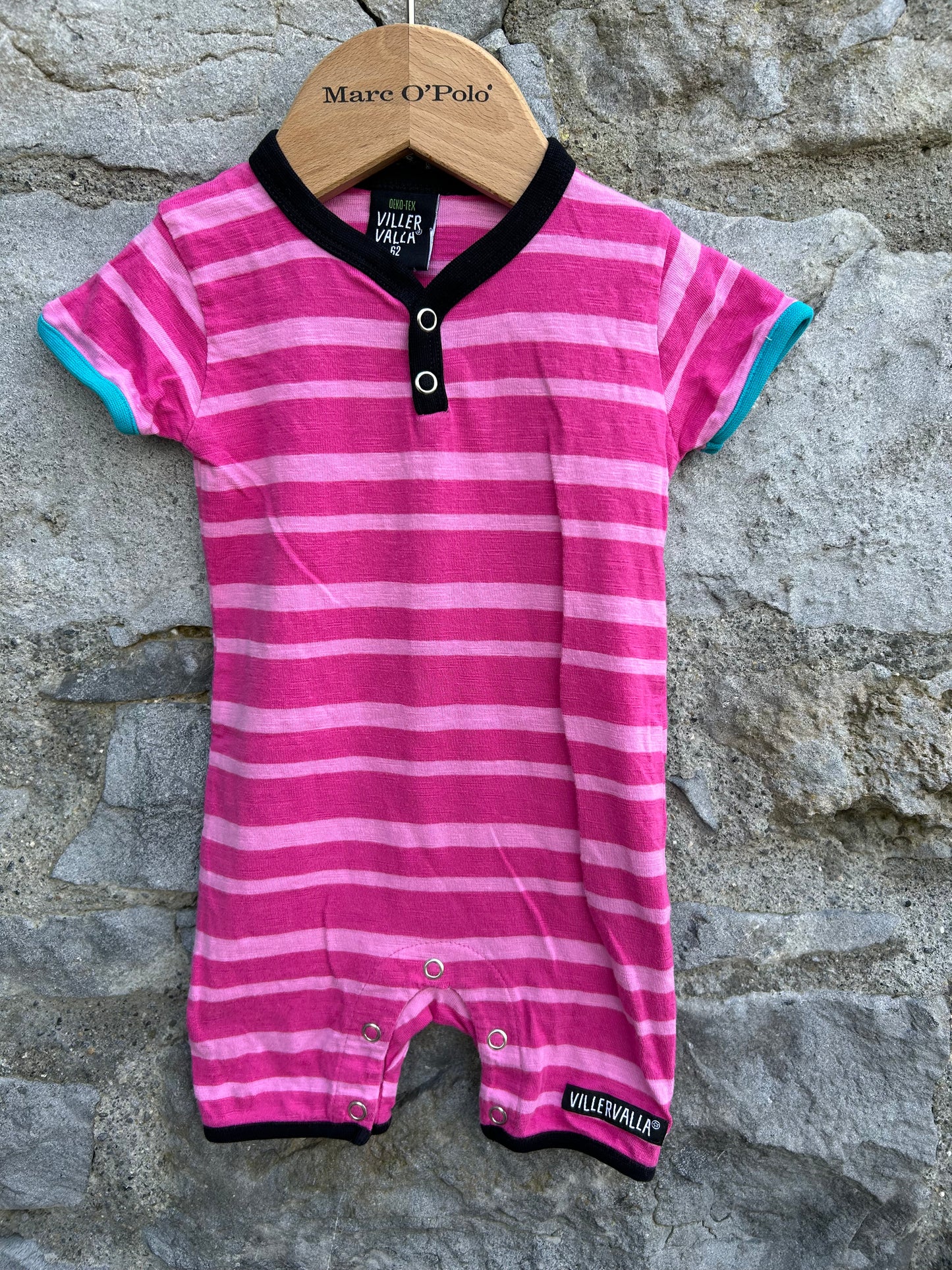 Pink stripy rompers 3m (62cm)