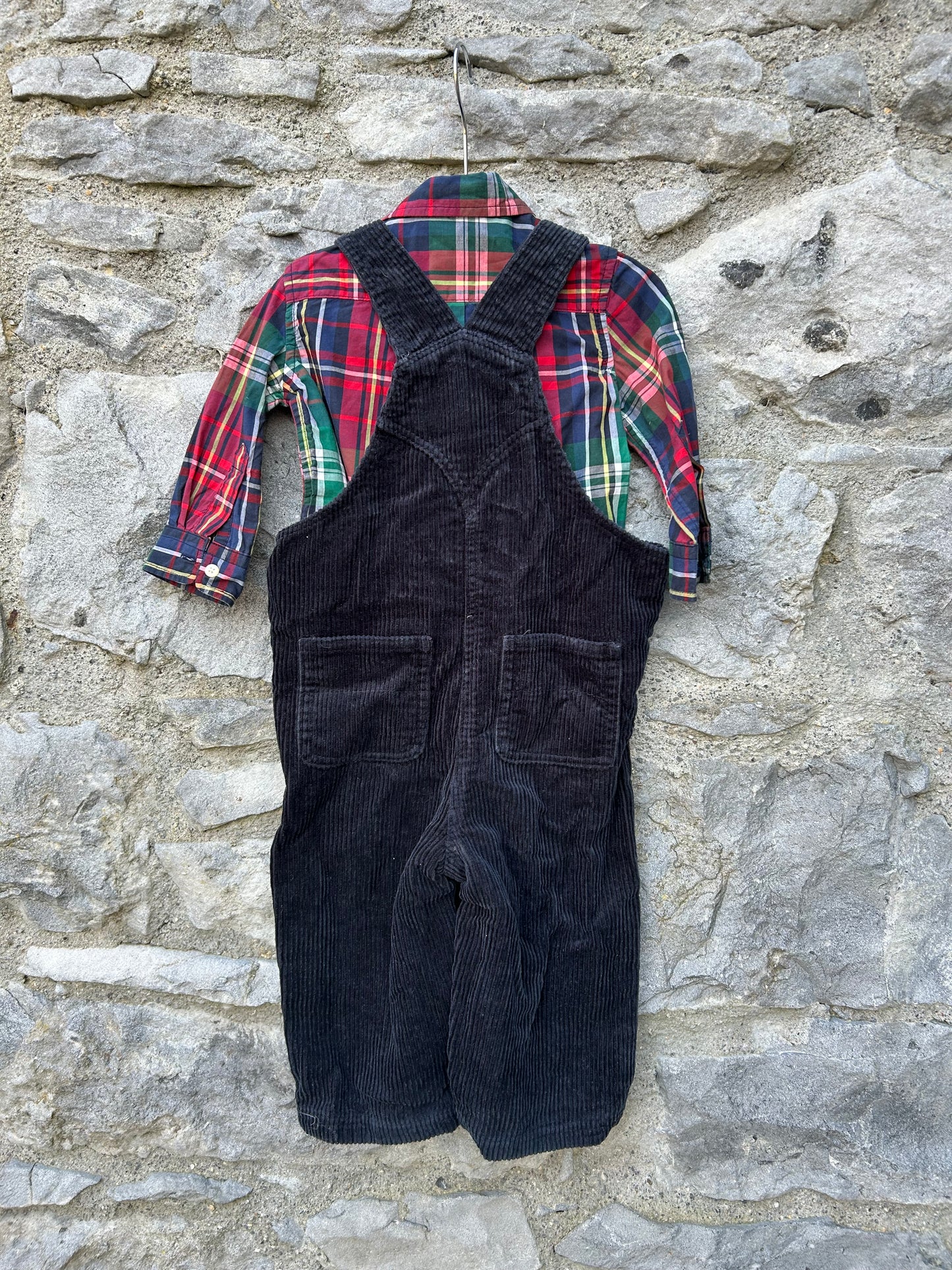 RL red check shirt&cord dungarees 12m (80cm)