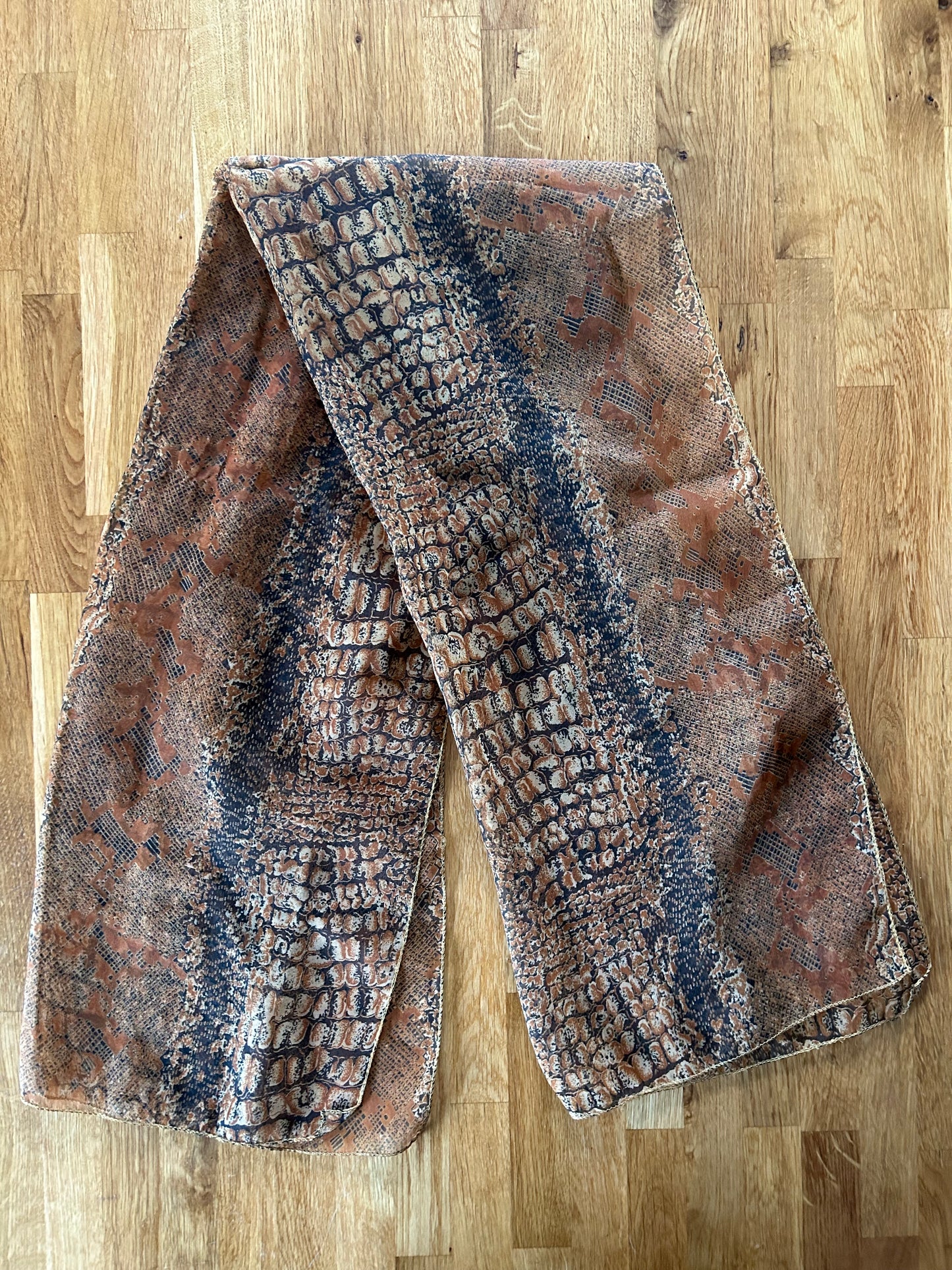 Sheer crocodile print scarf