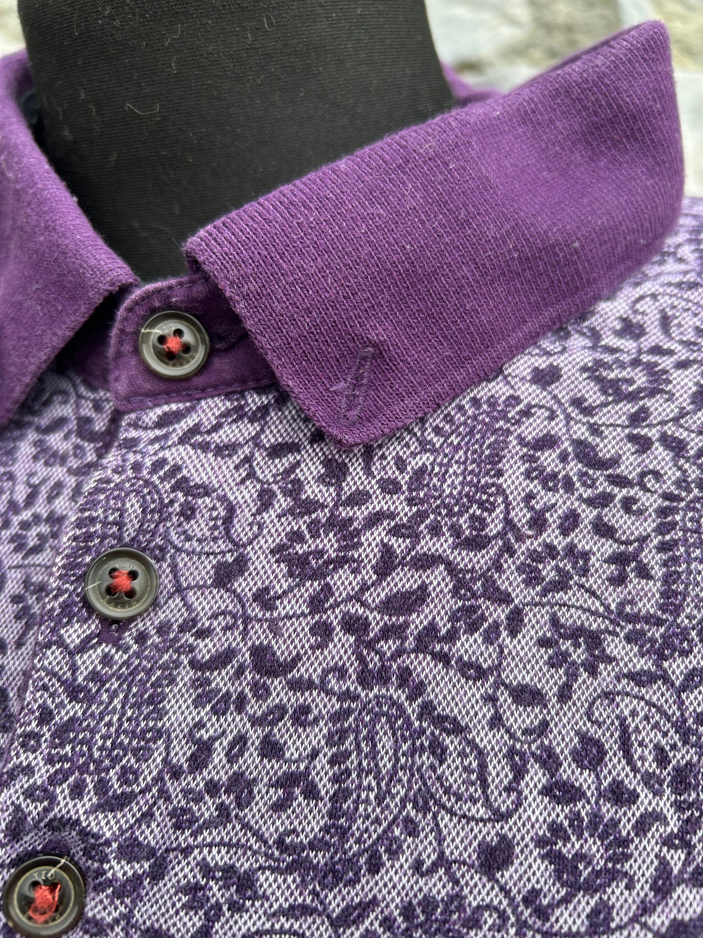 Purple floral polo top Small