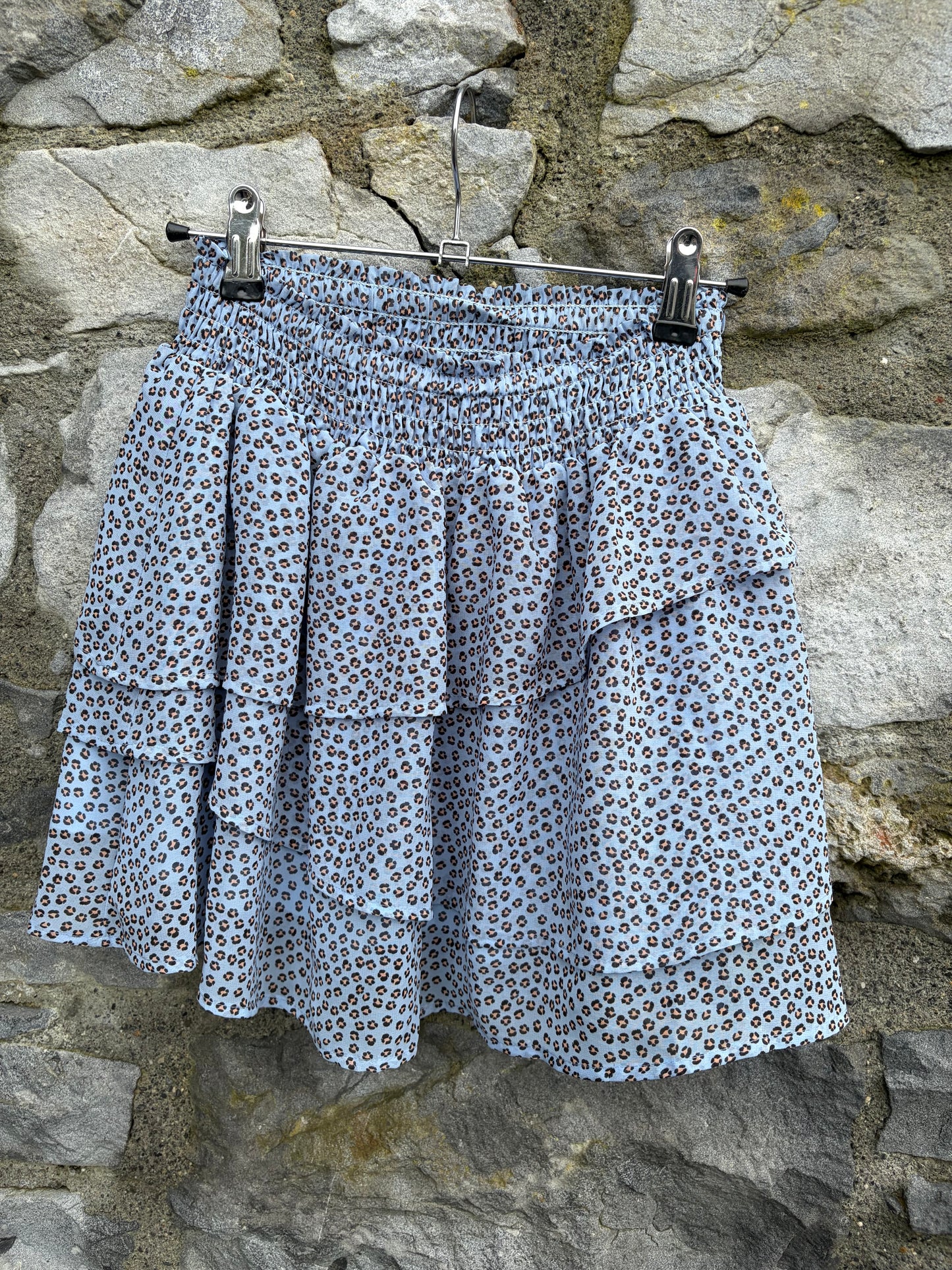 Blue leopard print tiered skirt 9-10y (134-140cm)