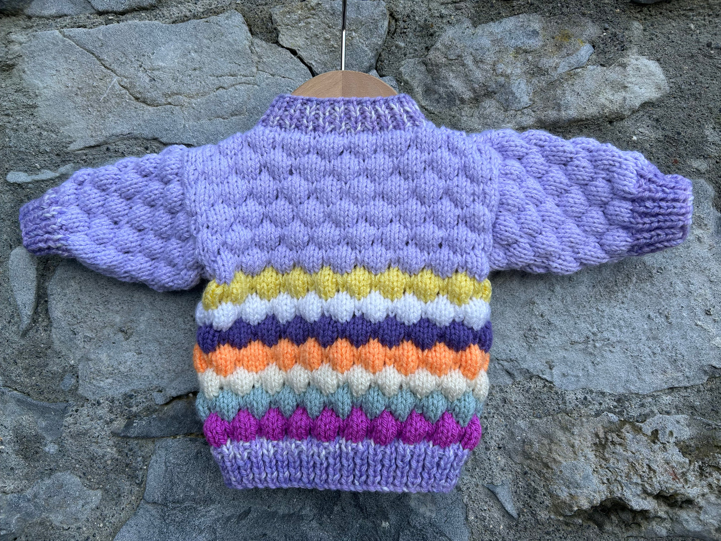Purple colourful bubble knit cardigan 0-3m (56-62cm)