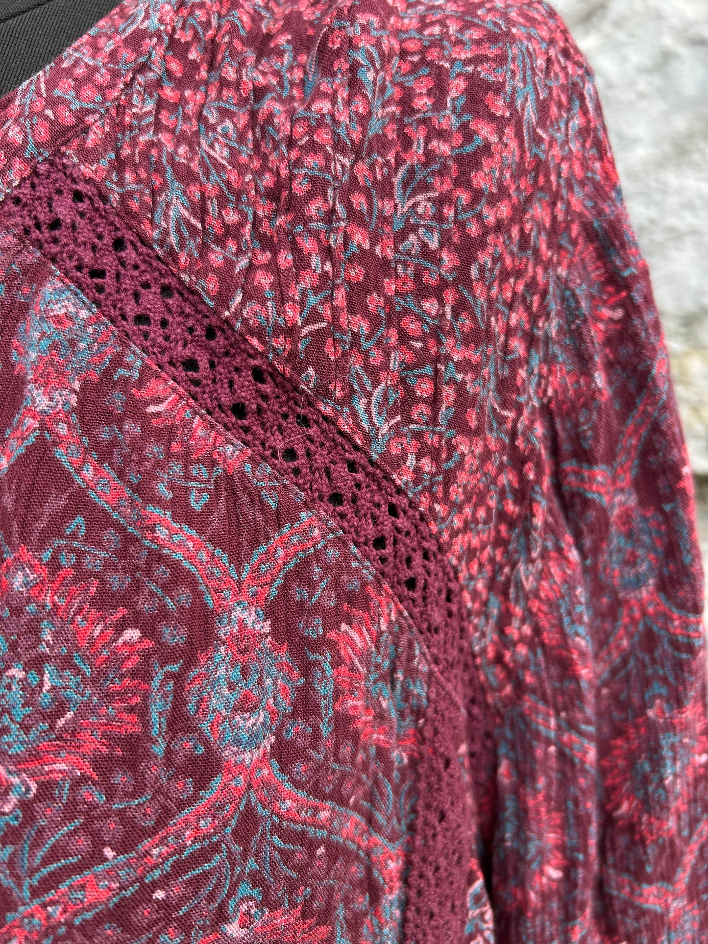 Maroon floral tunic uk 18