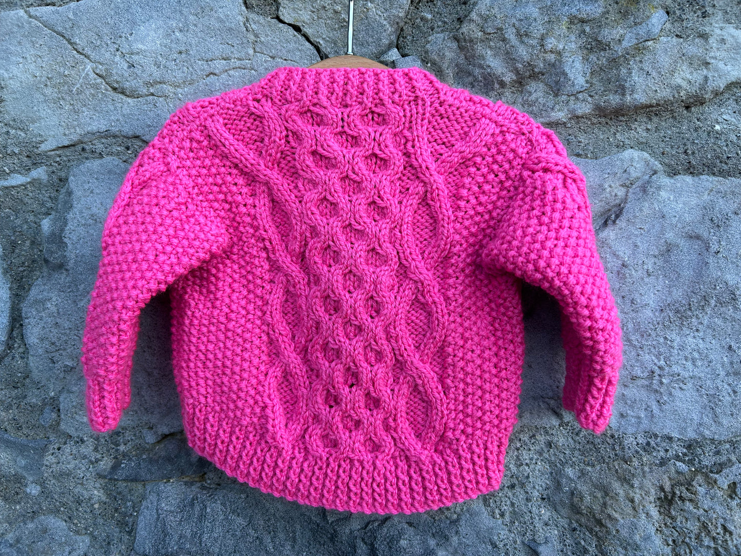 Pink Aran style cardigan 0-1m (50-56cm)