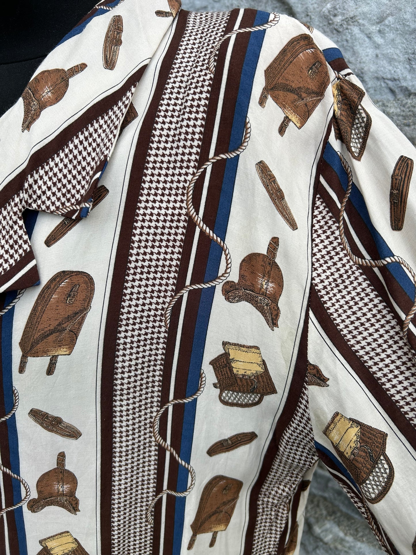 80s brown panel shirt uk 12