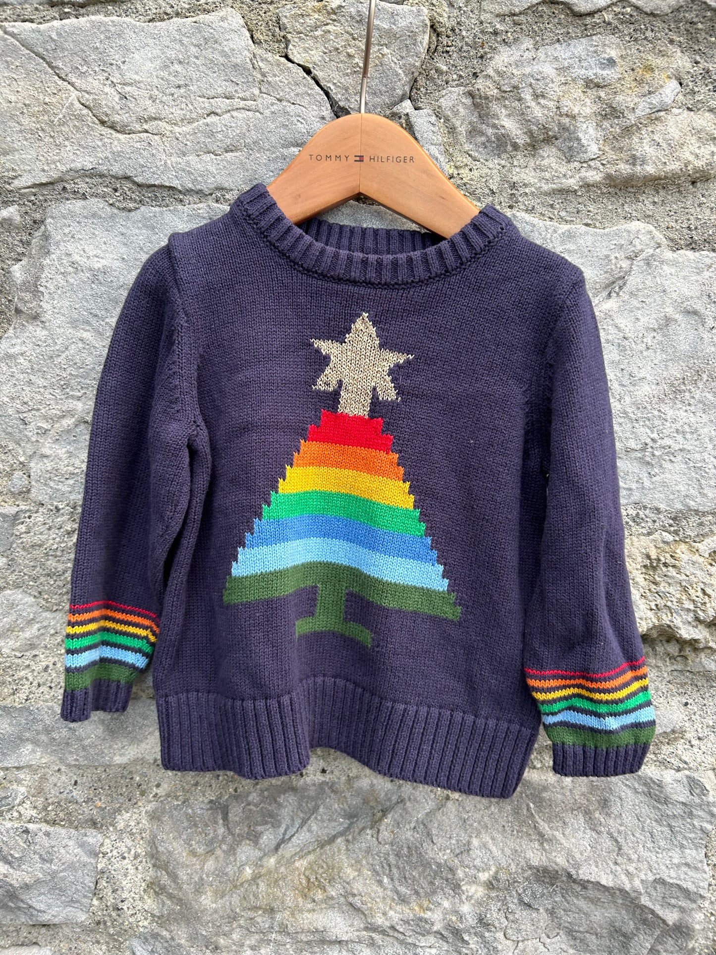 Rainbow Christmas tree jumper 9-12m (74-80cm)